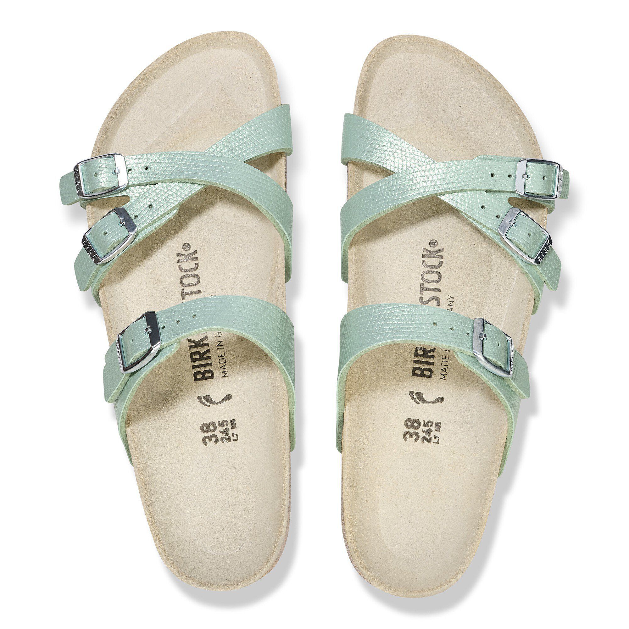 Franca Birko-Flor Embossed Shiny Lizard Surf Green | BIRKENSTOCK