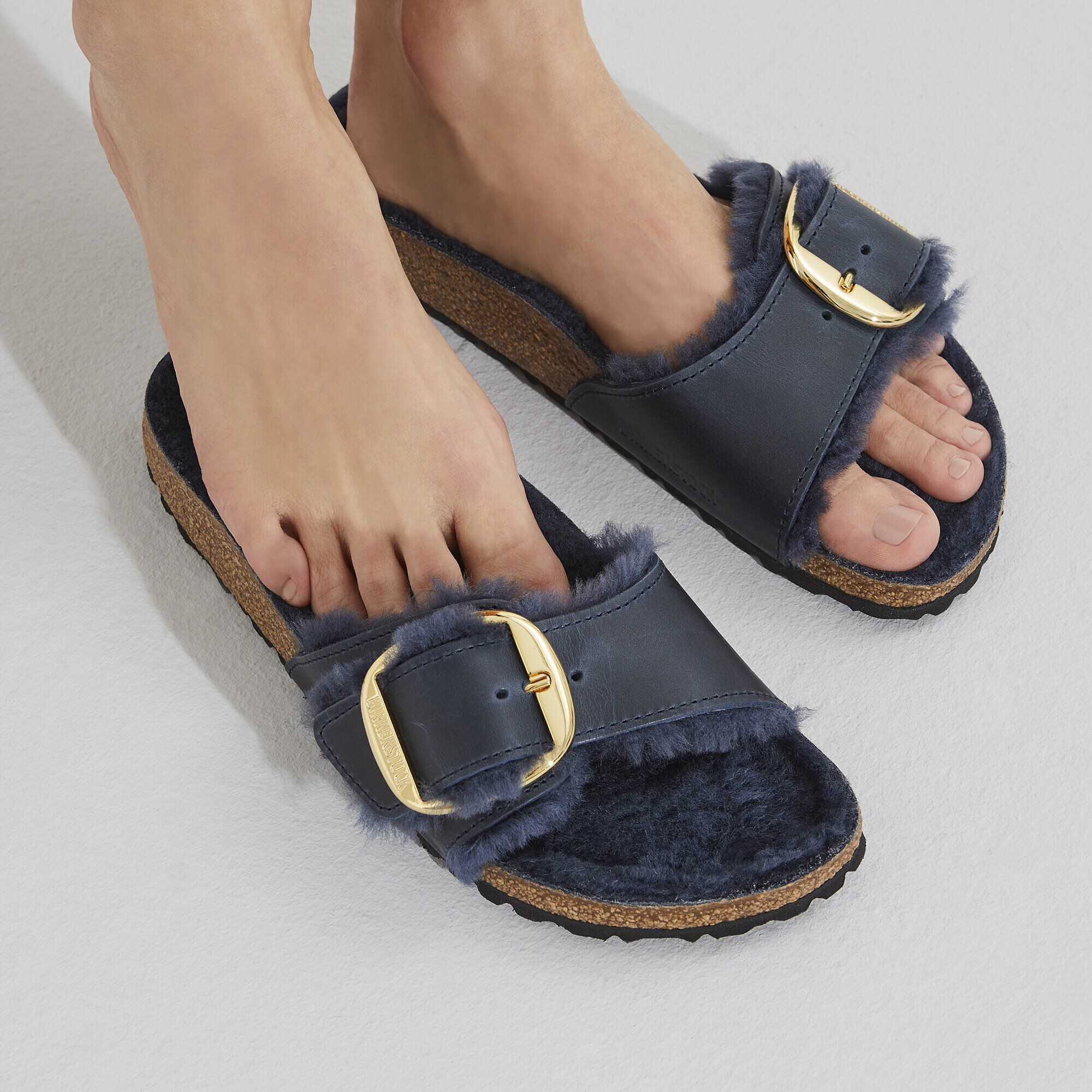 Madrid Big Buckle Shearling Natural Leather Oiled Midnight