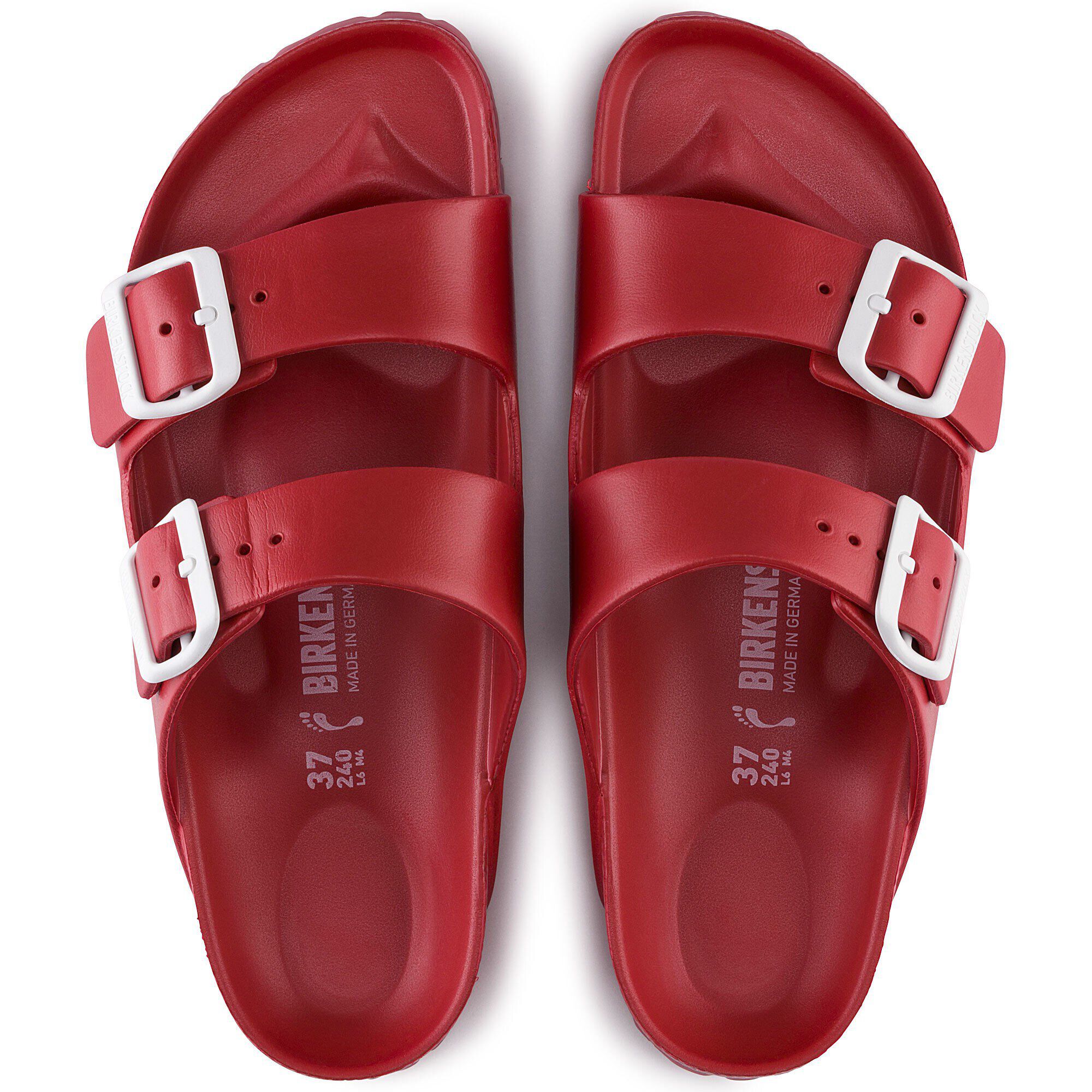 red birkenstock arizona sandals