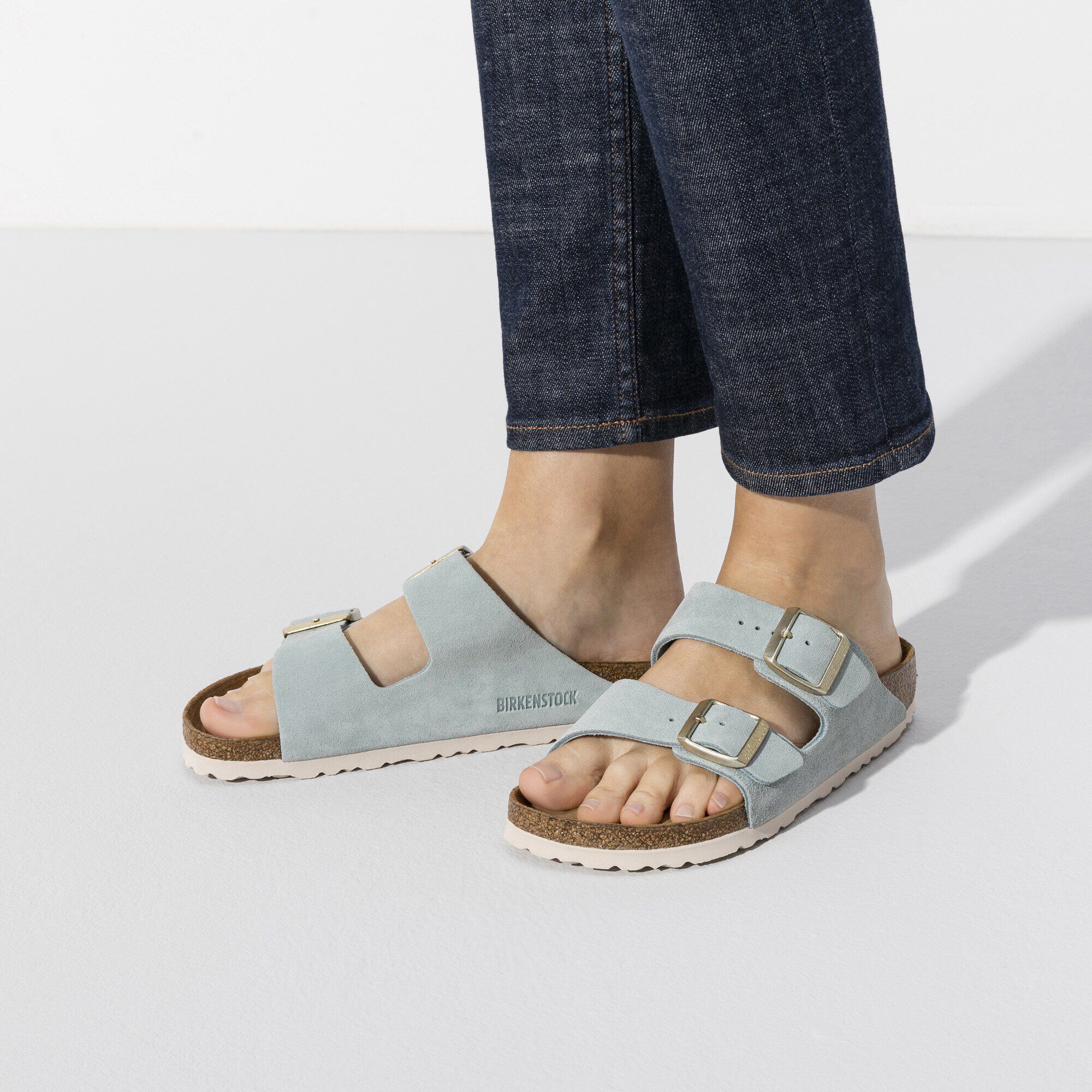 Light blue suede arizona birkenstocks Clearance