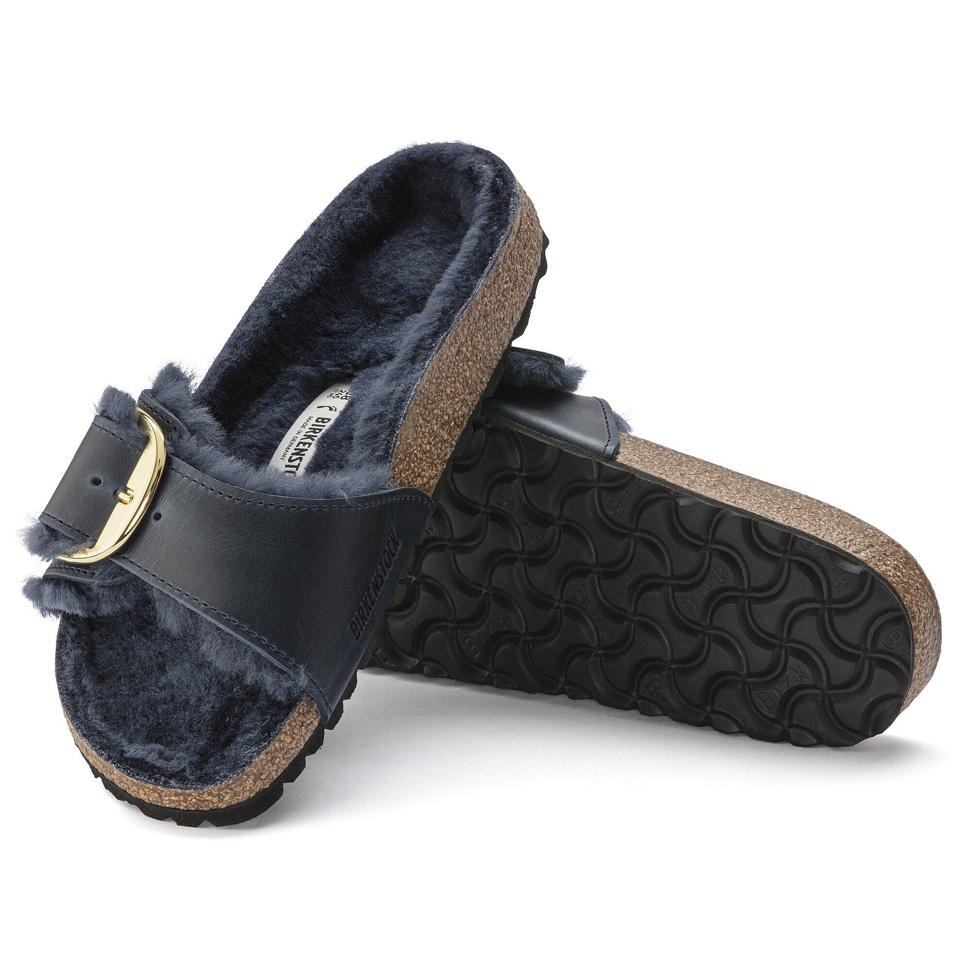 Madrid Big Buckle Shearling Natural Leather Oiled Midnight