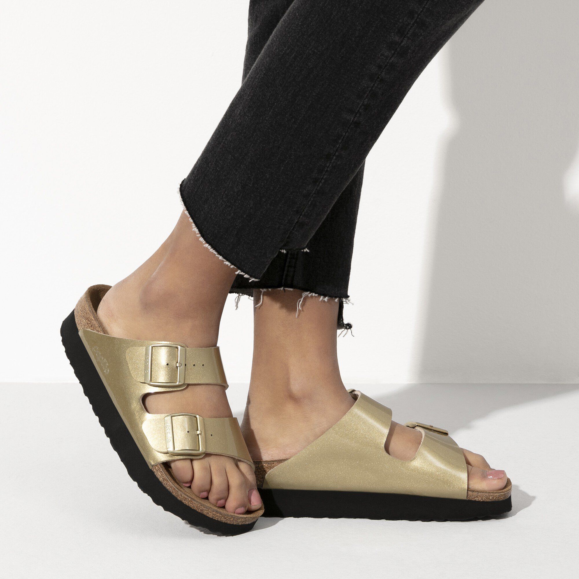 gold platform birkenstocks