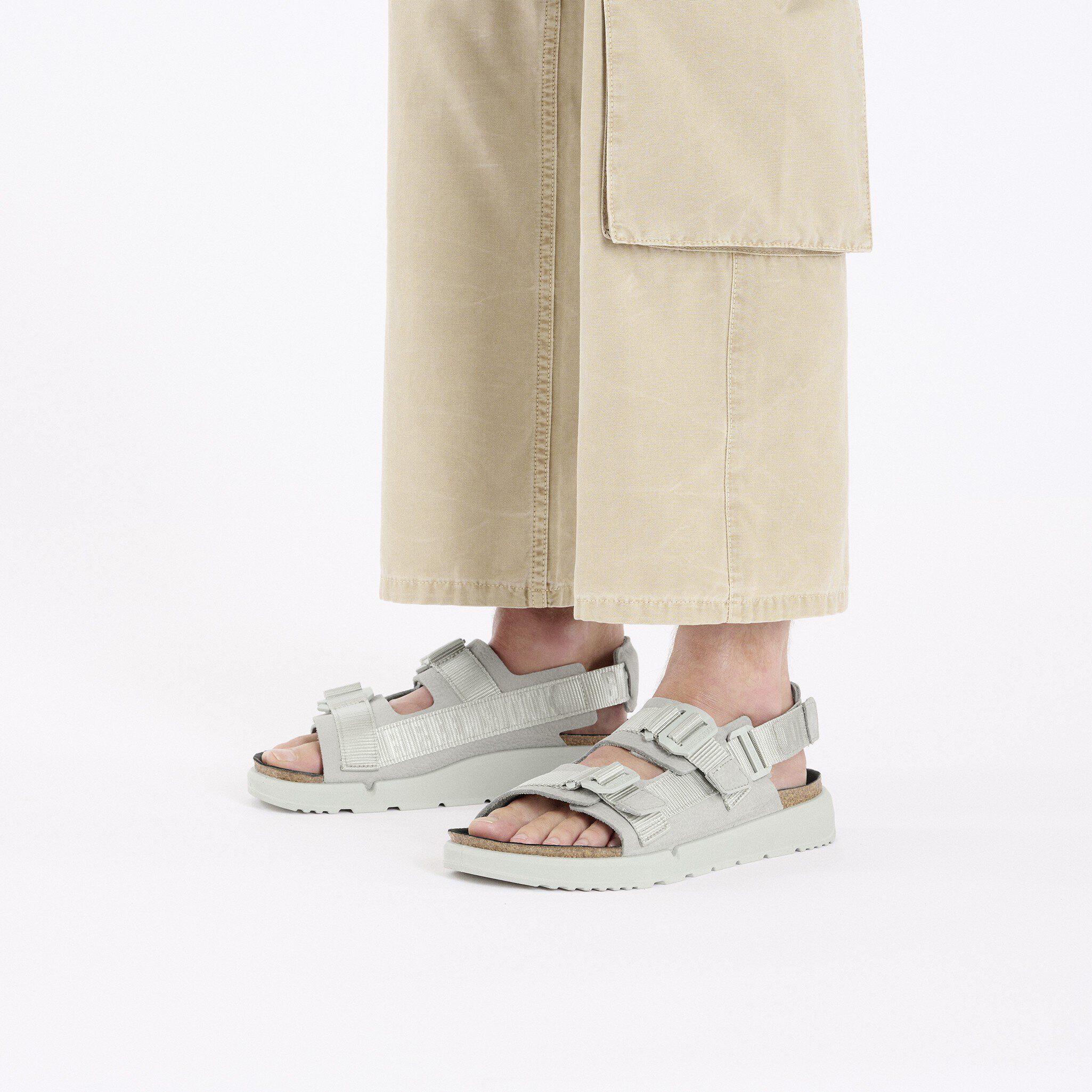 Shinjuku Natural Leather/Textile Mineral Gray | BIRKENSTOCK