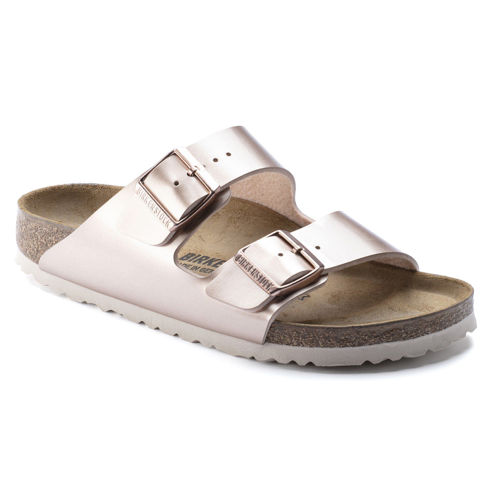 birkenstock arizona electric metallic copper