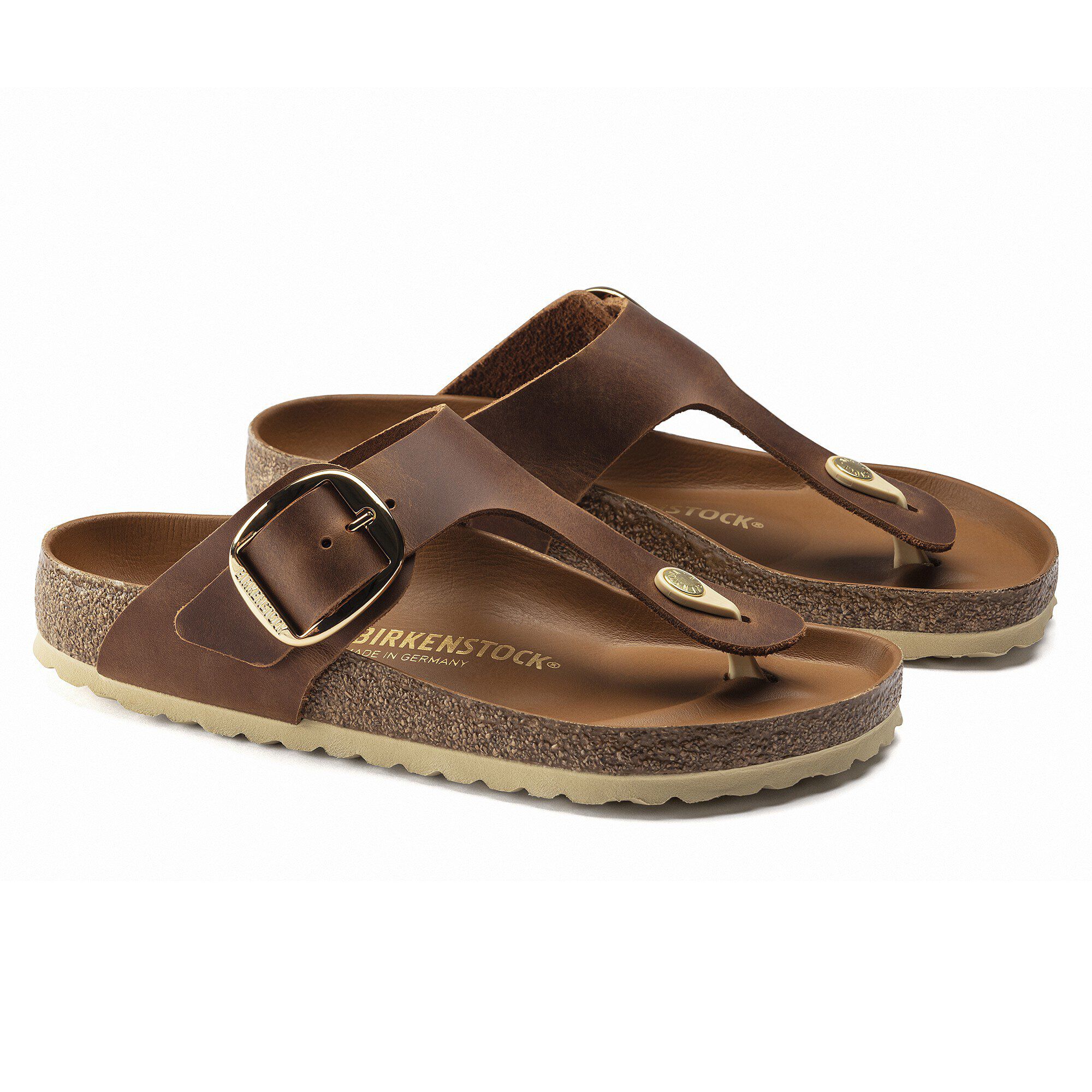 Birkenstock cognac leather hot sale