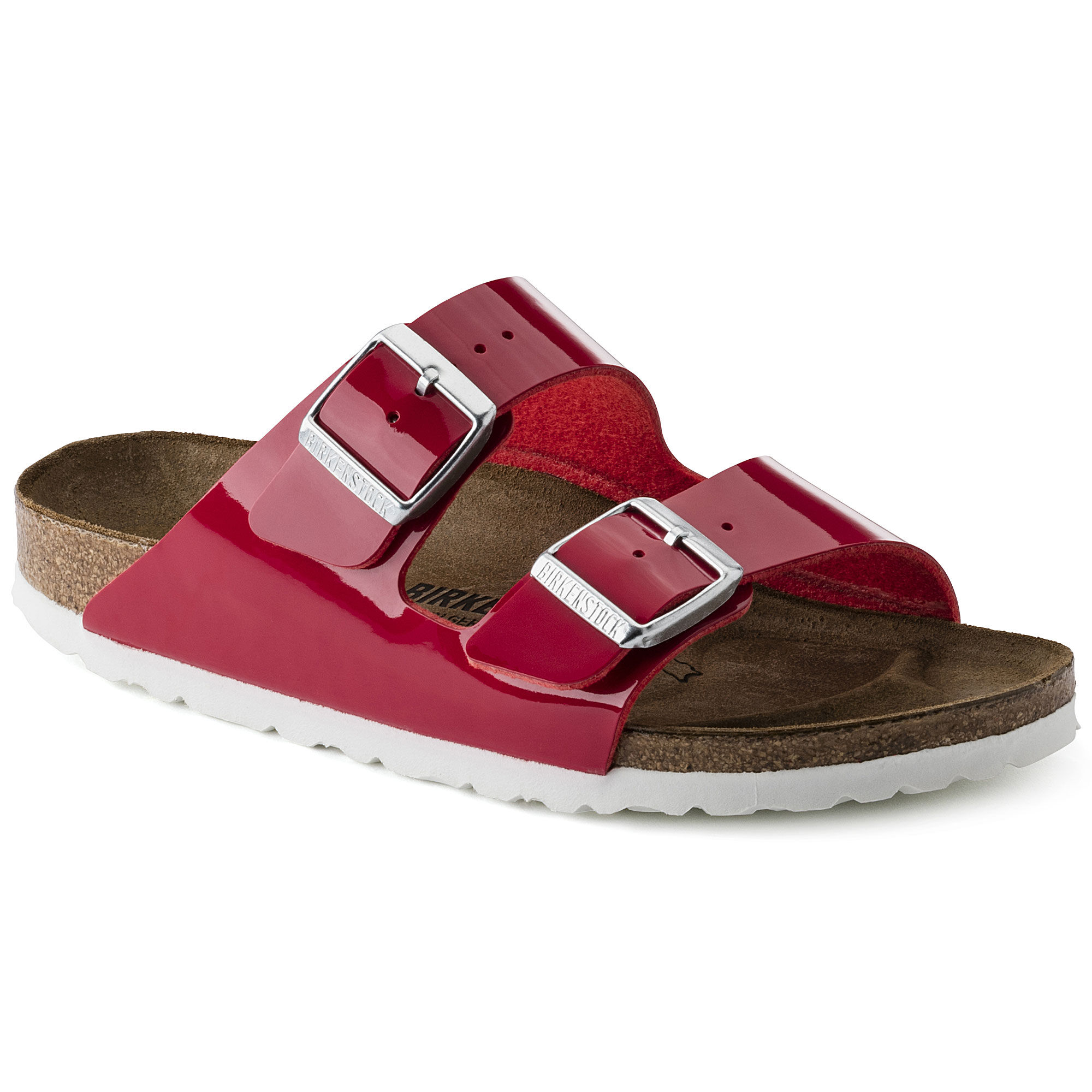 red patent birkenstock sandals