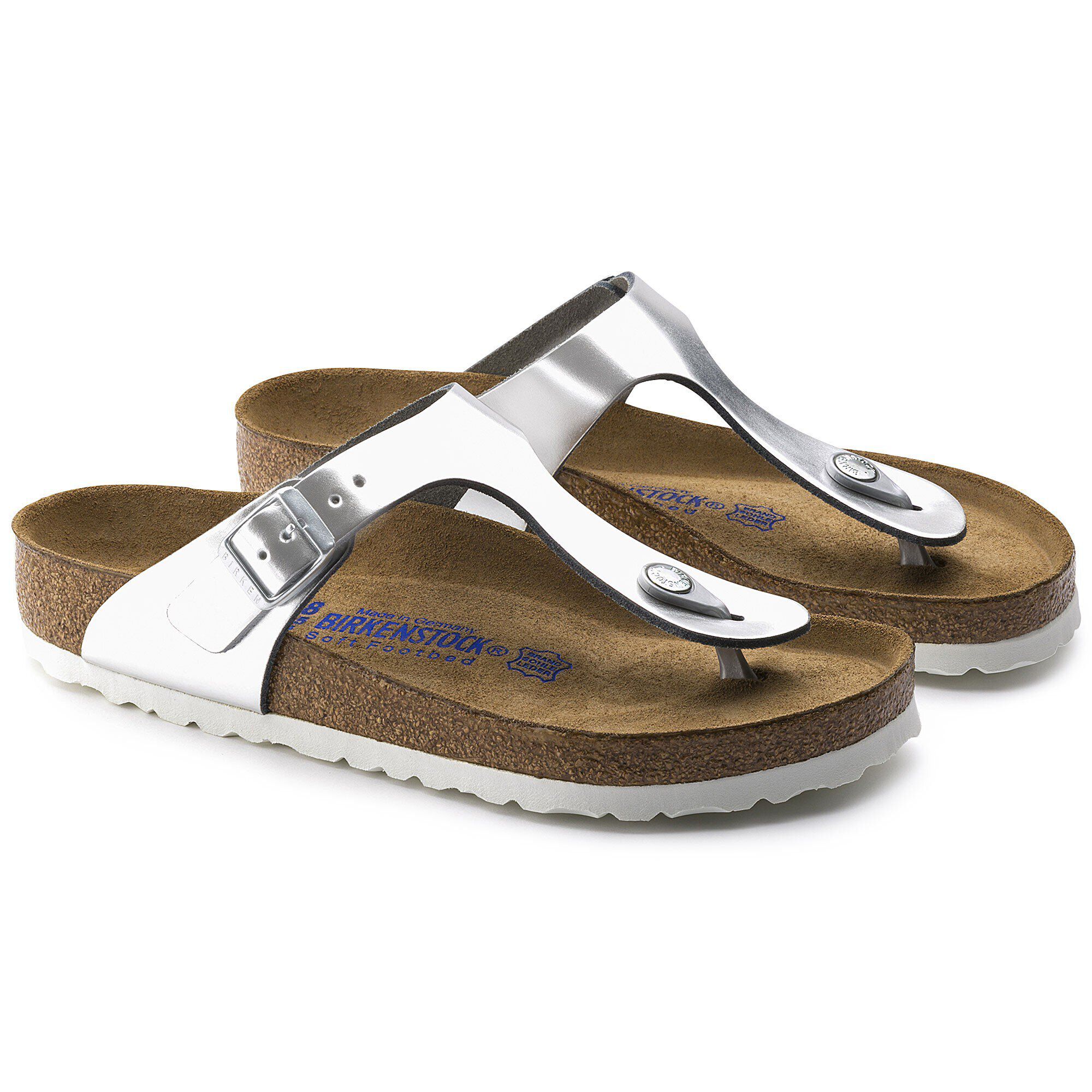 Gizeh Soft Footbed Natural Leather Silver | BIRKENSTOCK