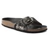 Madrid Big Buckle Suede Leather Vintage Metallic Black
