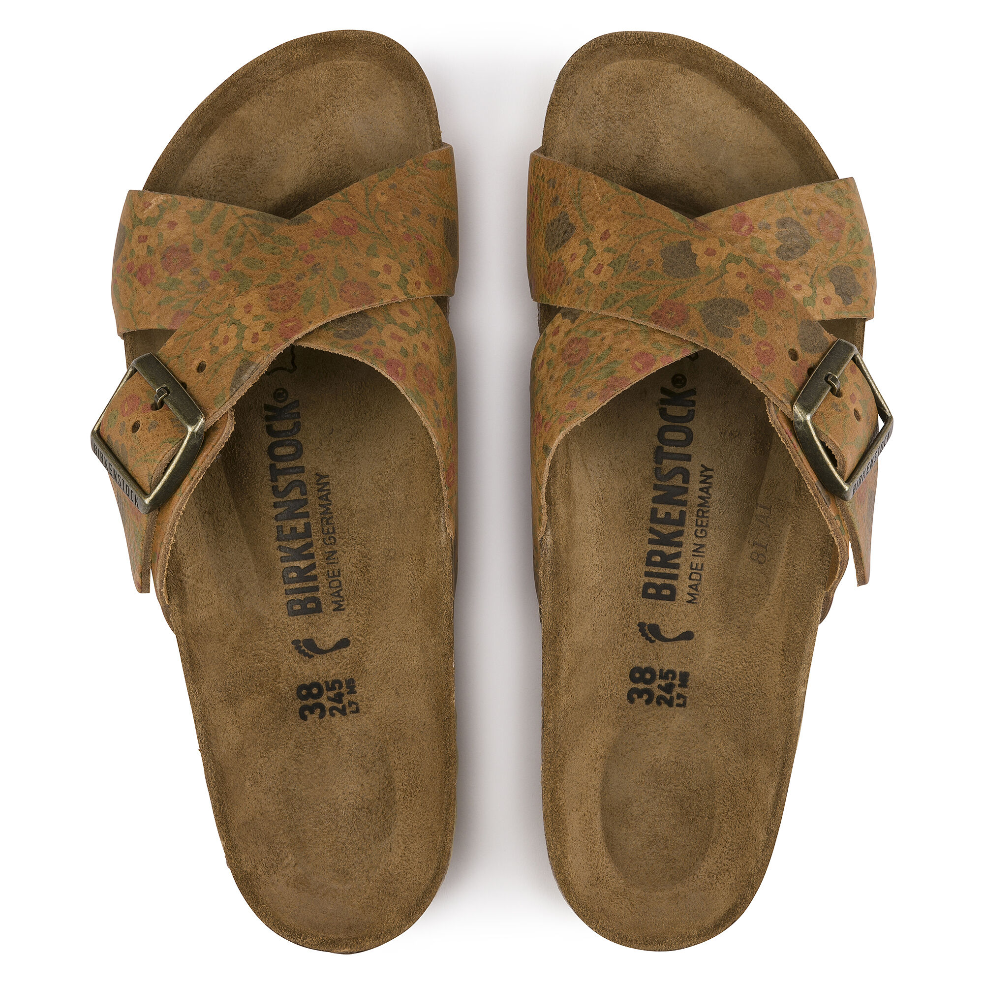 Birkenstock siena natural leather vintage flower cognac store