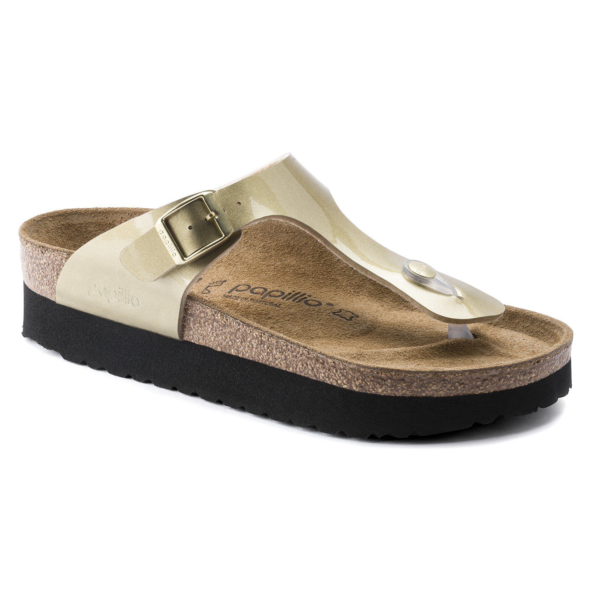 Gold platform birkenstocks