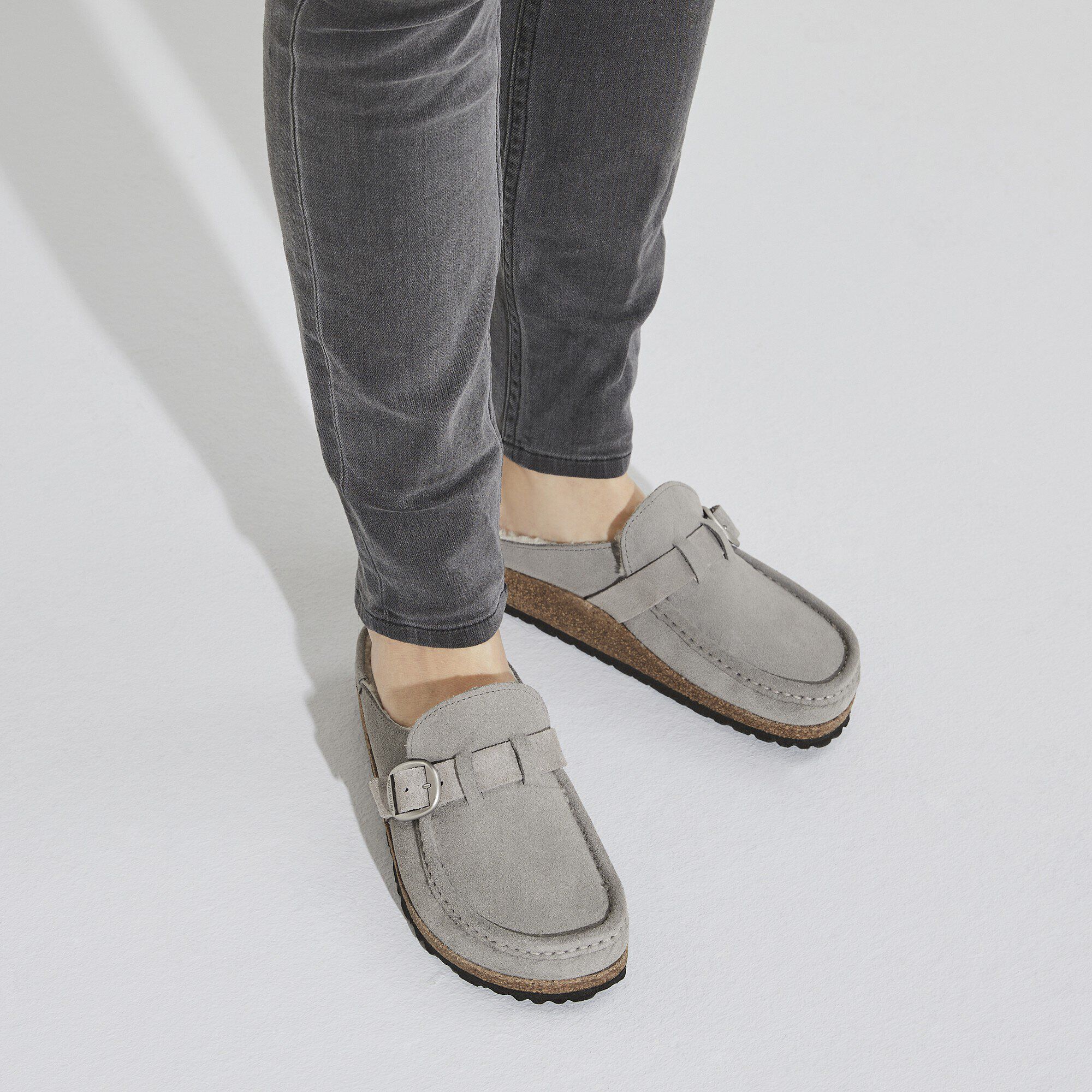 Buckley Shearling Suede Leather Stone Coin BIRKENSTOCK