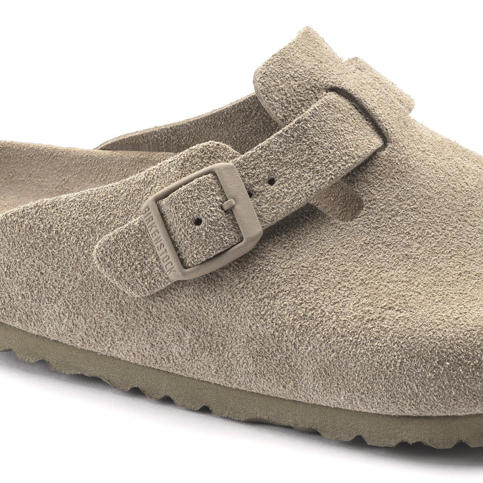 Boston zacht voetbed Suede Faded Khaki BIRKENSTOCK