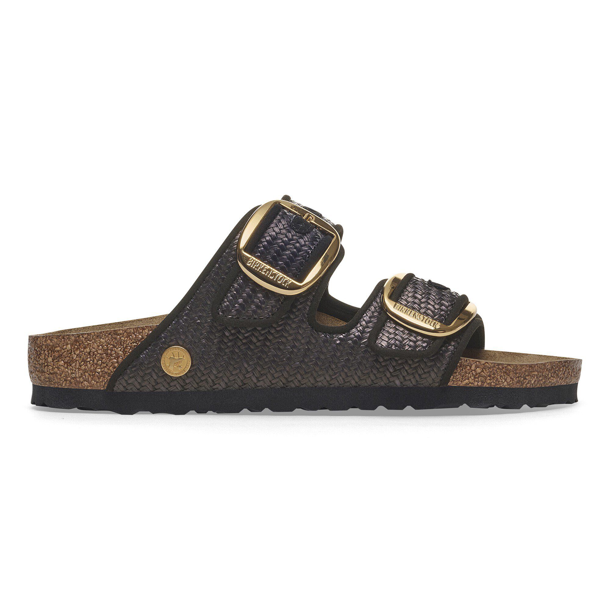 夏限定【BIRKENSTOCK】アリゾナ ビッグバックルラフィアサンダル ビルケンシュトックのサンダル「アリゾナ」ラフィア×きらめく