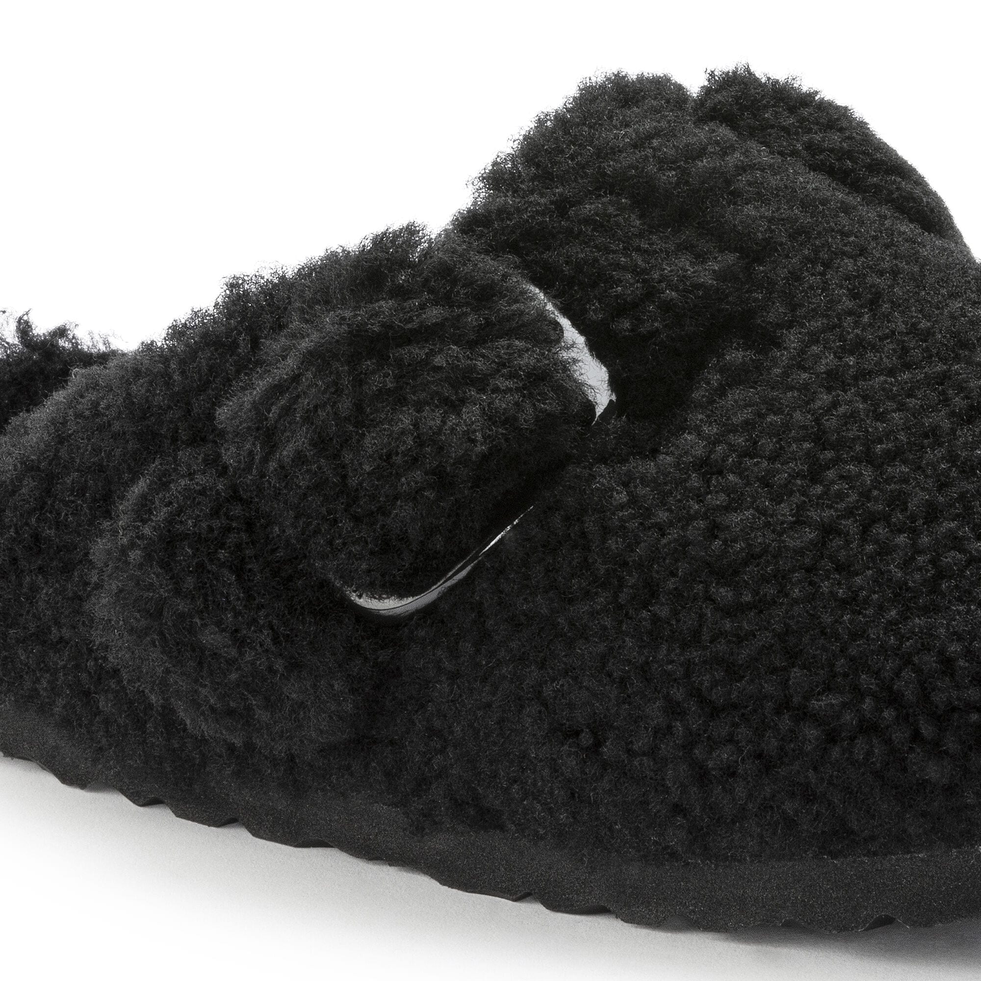Black fur birkenstocks shop
