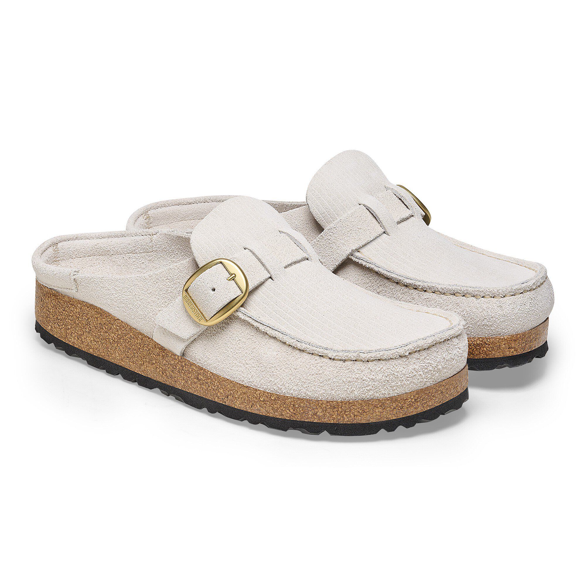 Buckley Suede Leather Embossed Corduroy Antique White