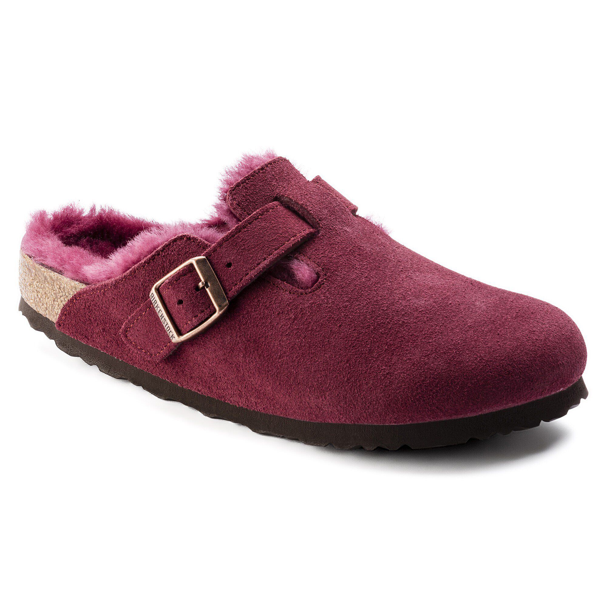 birkenstock arizona shearling burgundy