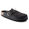 Boston Natural Leather/Fur Black/White