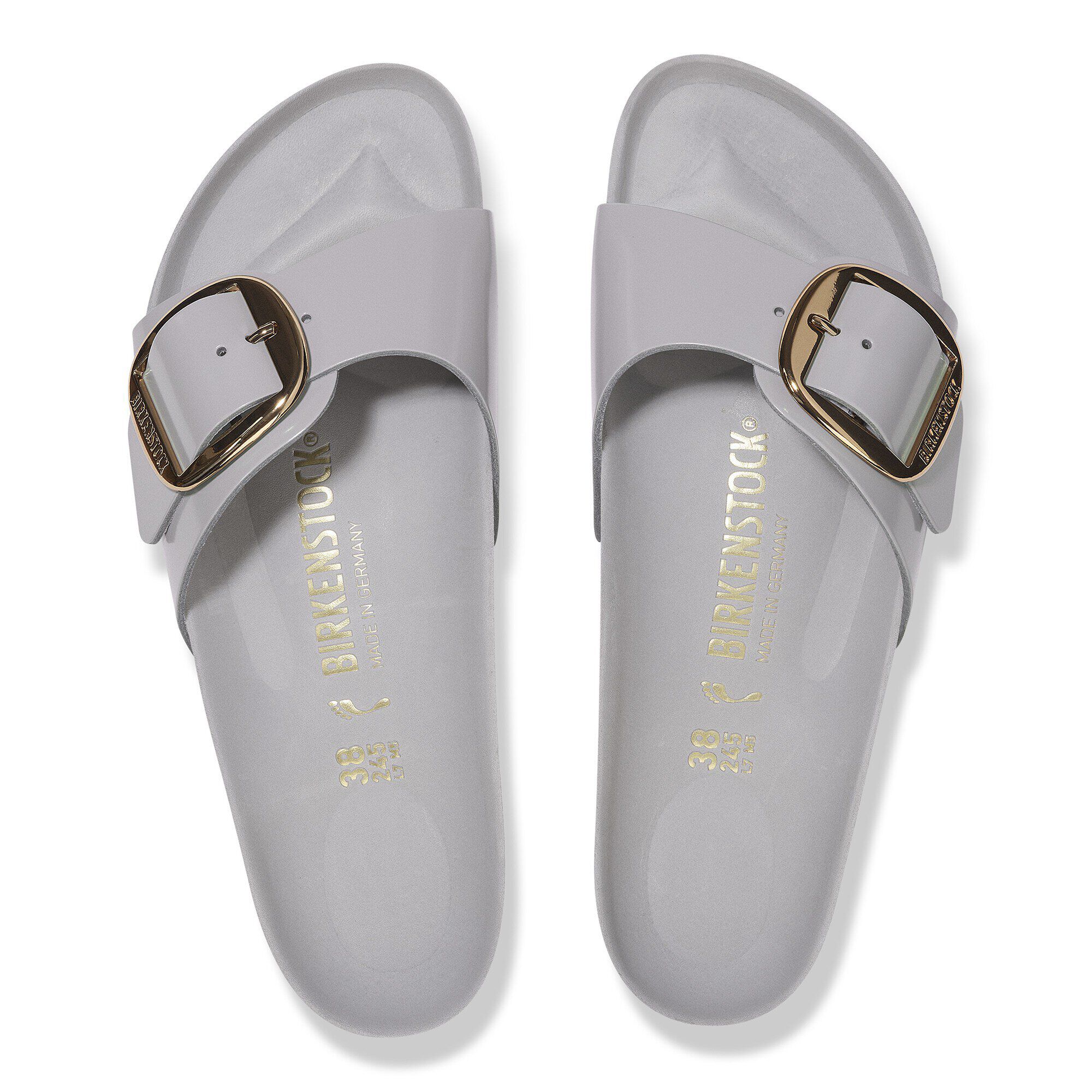 Madrid Big Buckle Natural Leather Patent High-Shine Stone Coin | BIRKENSTOCK