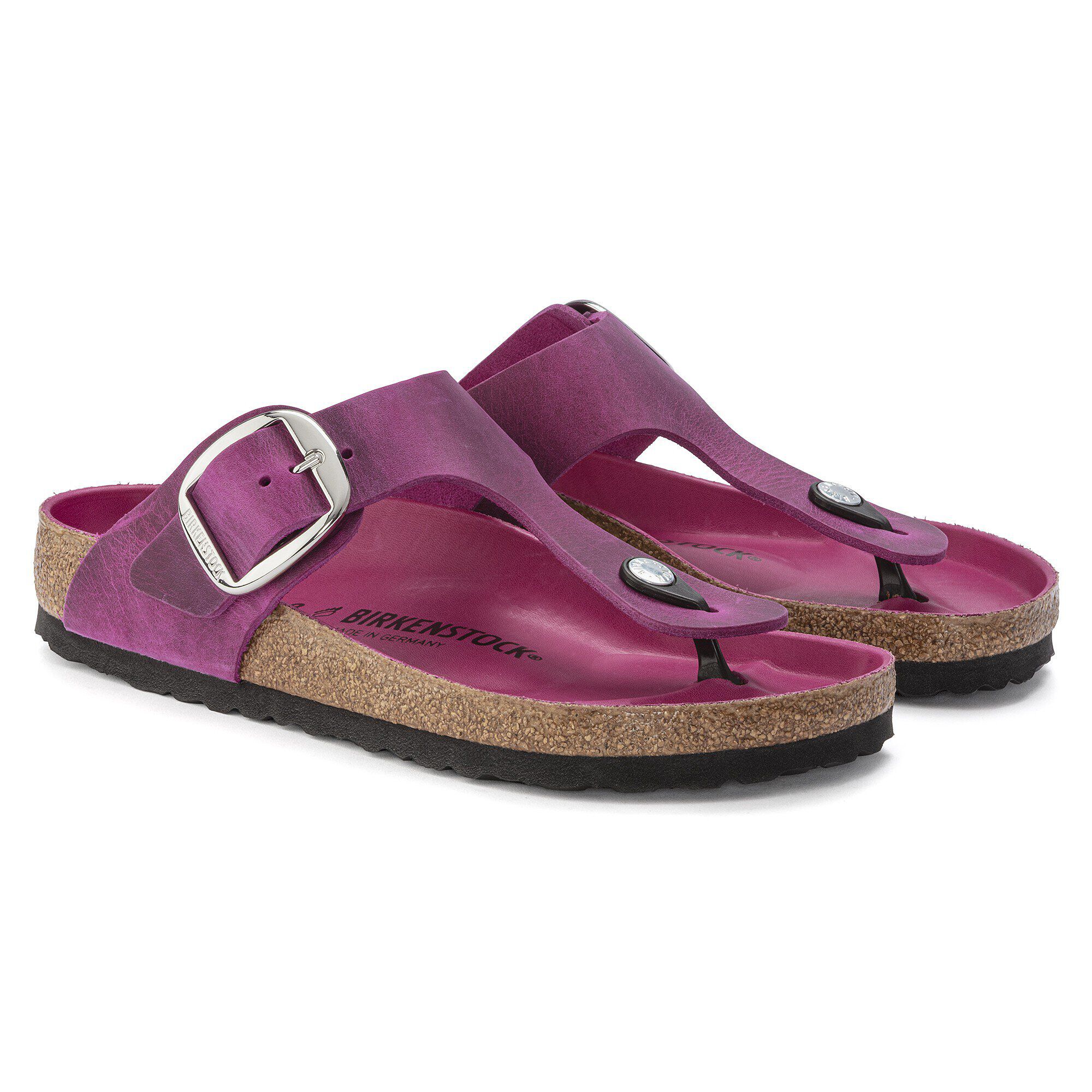 『5年保証』 Leather Natural Buckle Big Gizeh Oiled Fuchsia Festival 靴