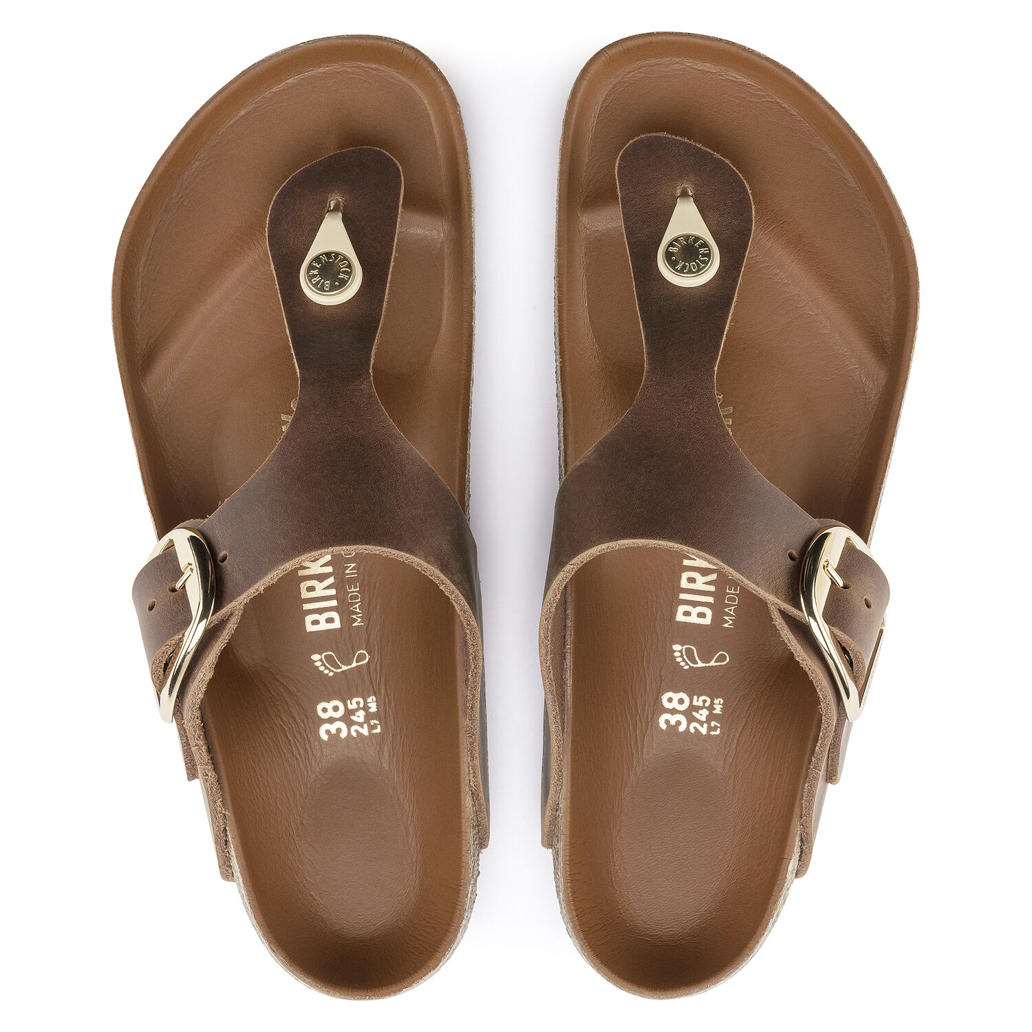 Gizeh Big Buckle Natural Leather Cognac | BIRKENSTOCK