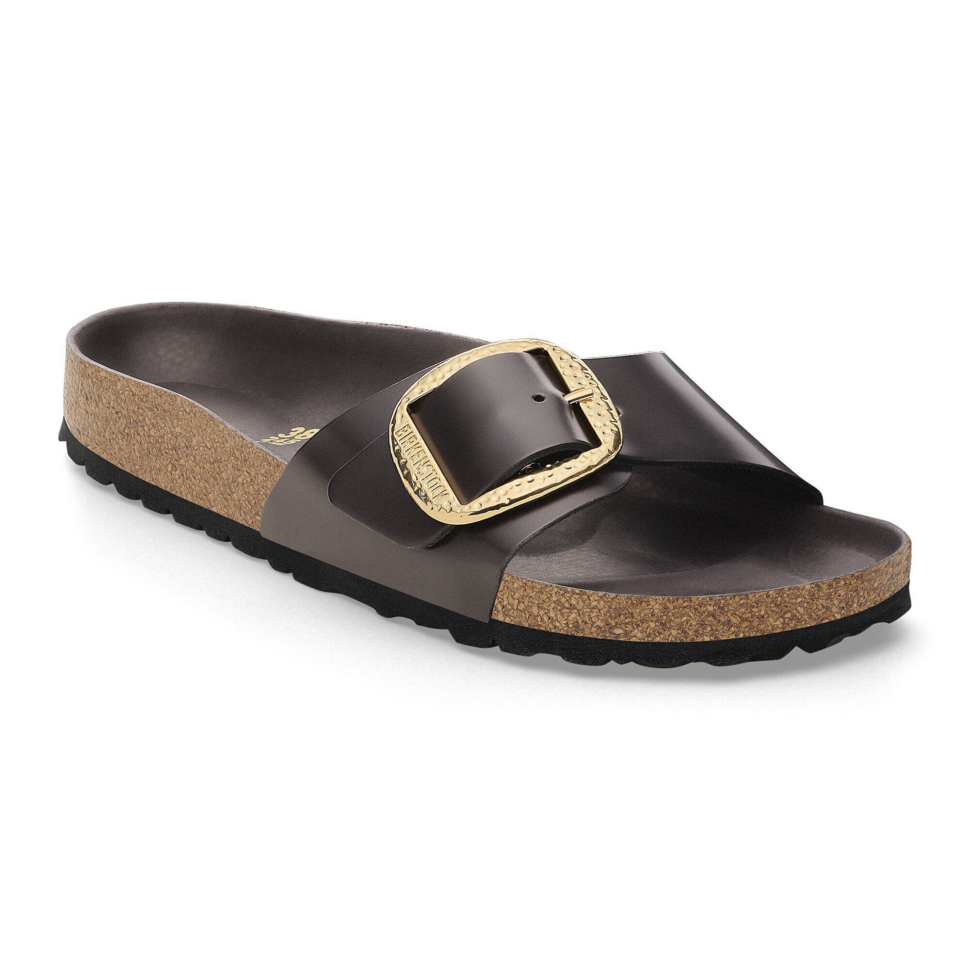 Madrid Big Buckle Natural Leather Patent High-Shine Espresso