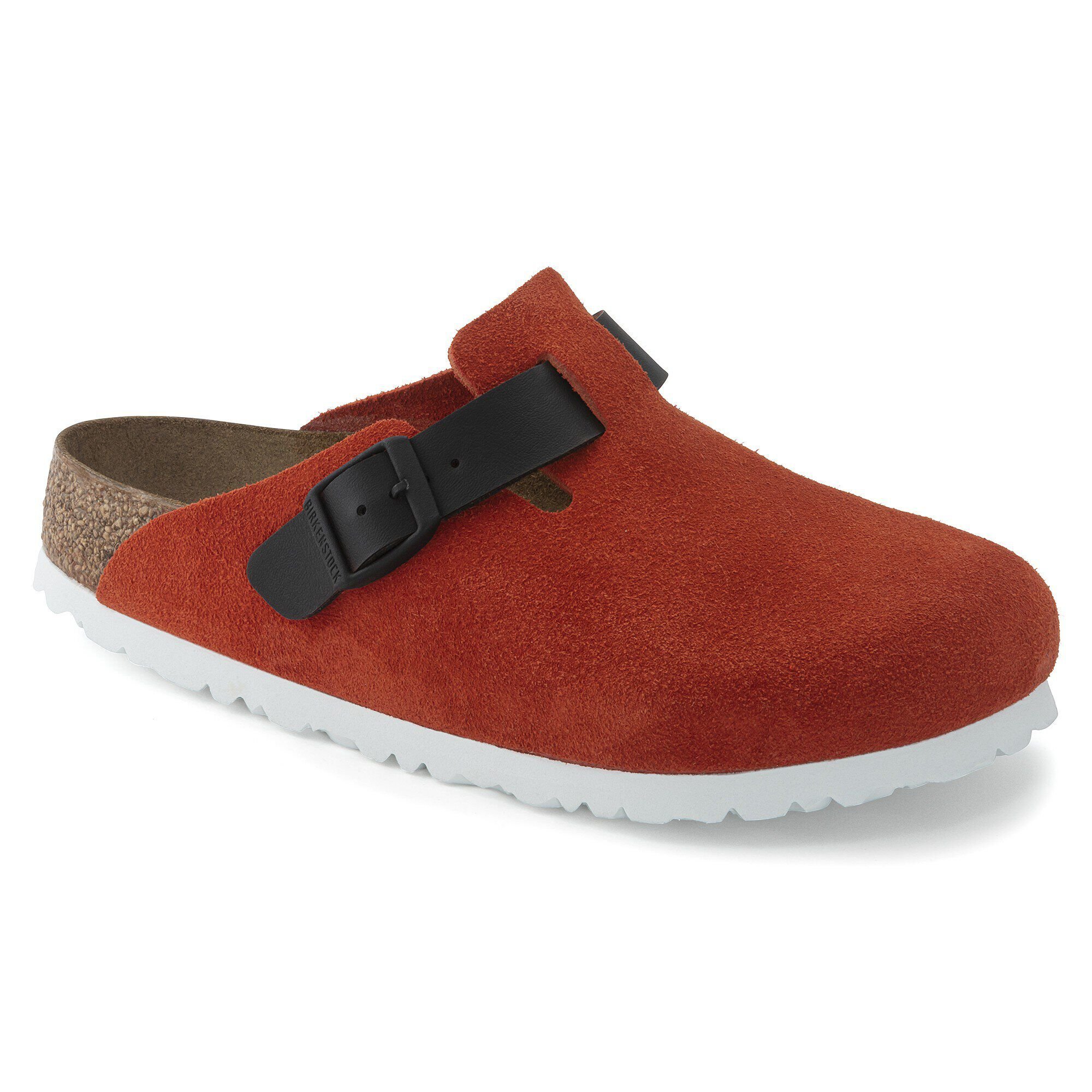 いろはす　Birkenstock Boston Boston Suede Leather/Birko-Flor Tomato/Black | BIRKENSTOCK