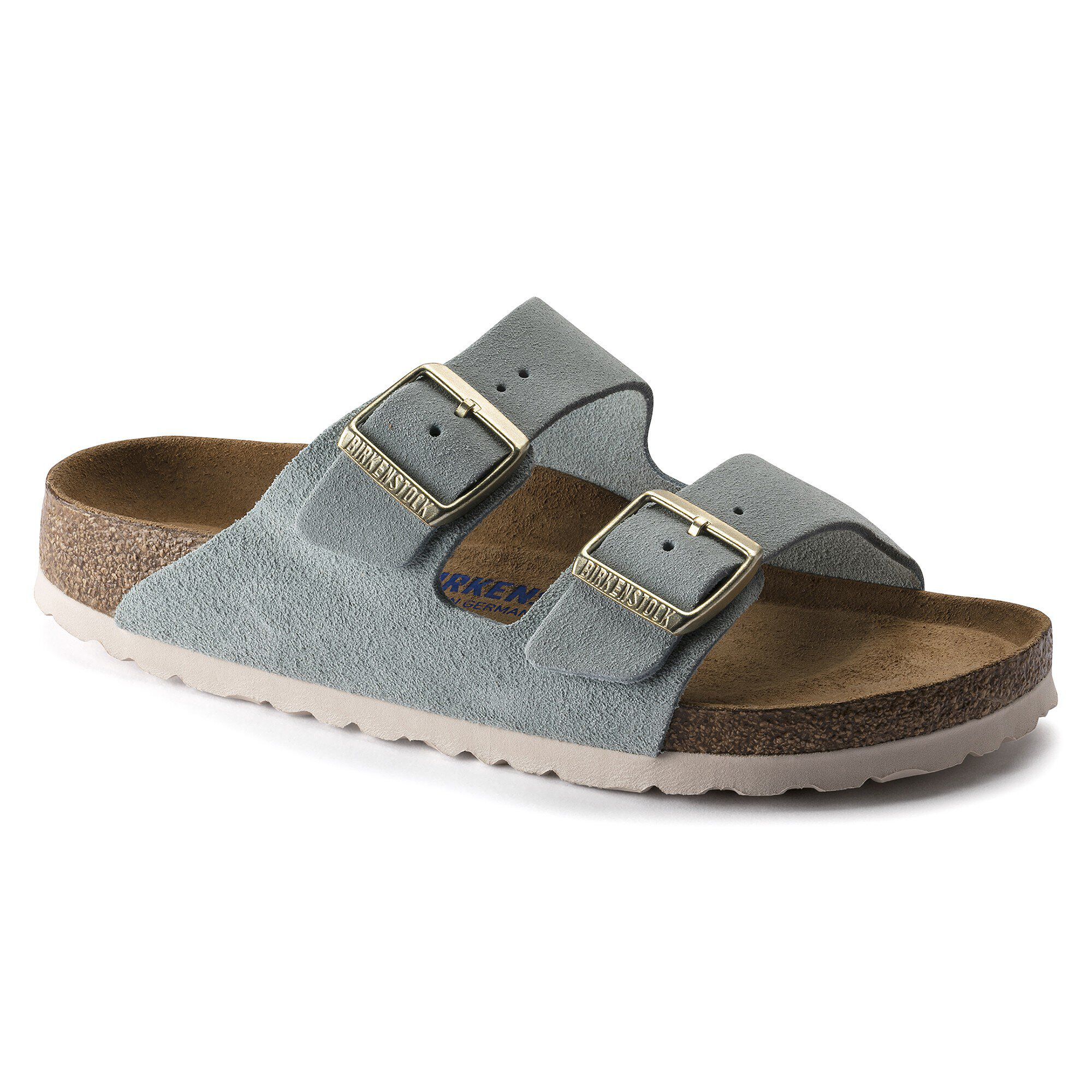 birkenstock arizona soft footbed light blue suede