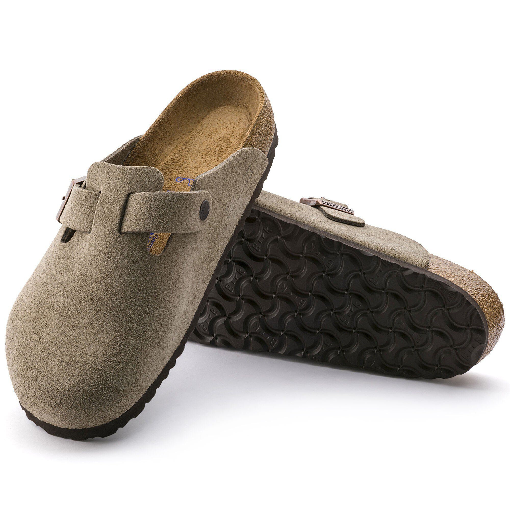 Boston Soft Footbed Suede Leather Taupe BIRKENSTOCK