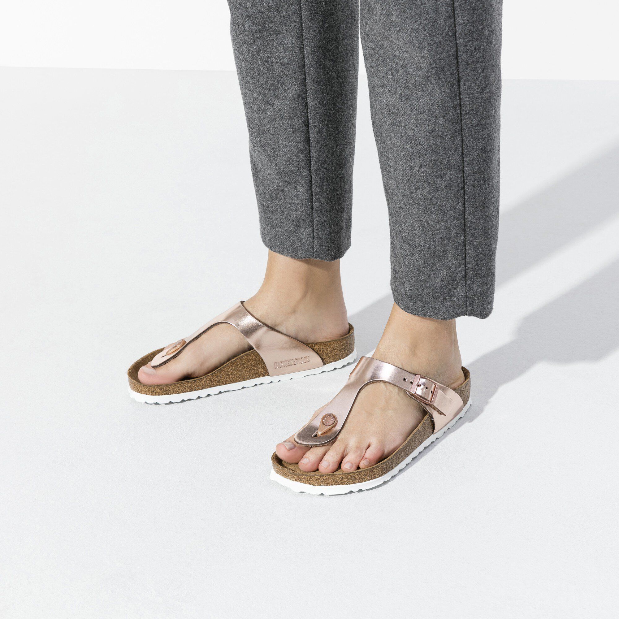Birkenstock arizona natural leather metallic copper cheap