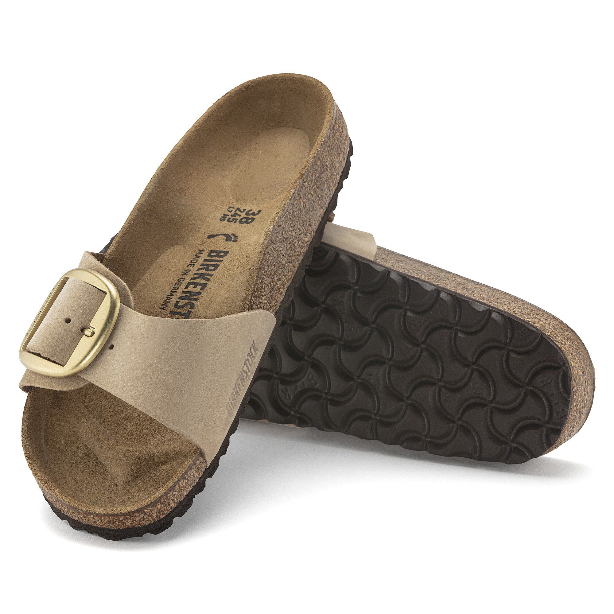 Madrid Big Buckle Natural Leather Nubuck Sandcastle