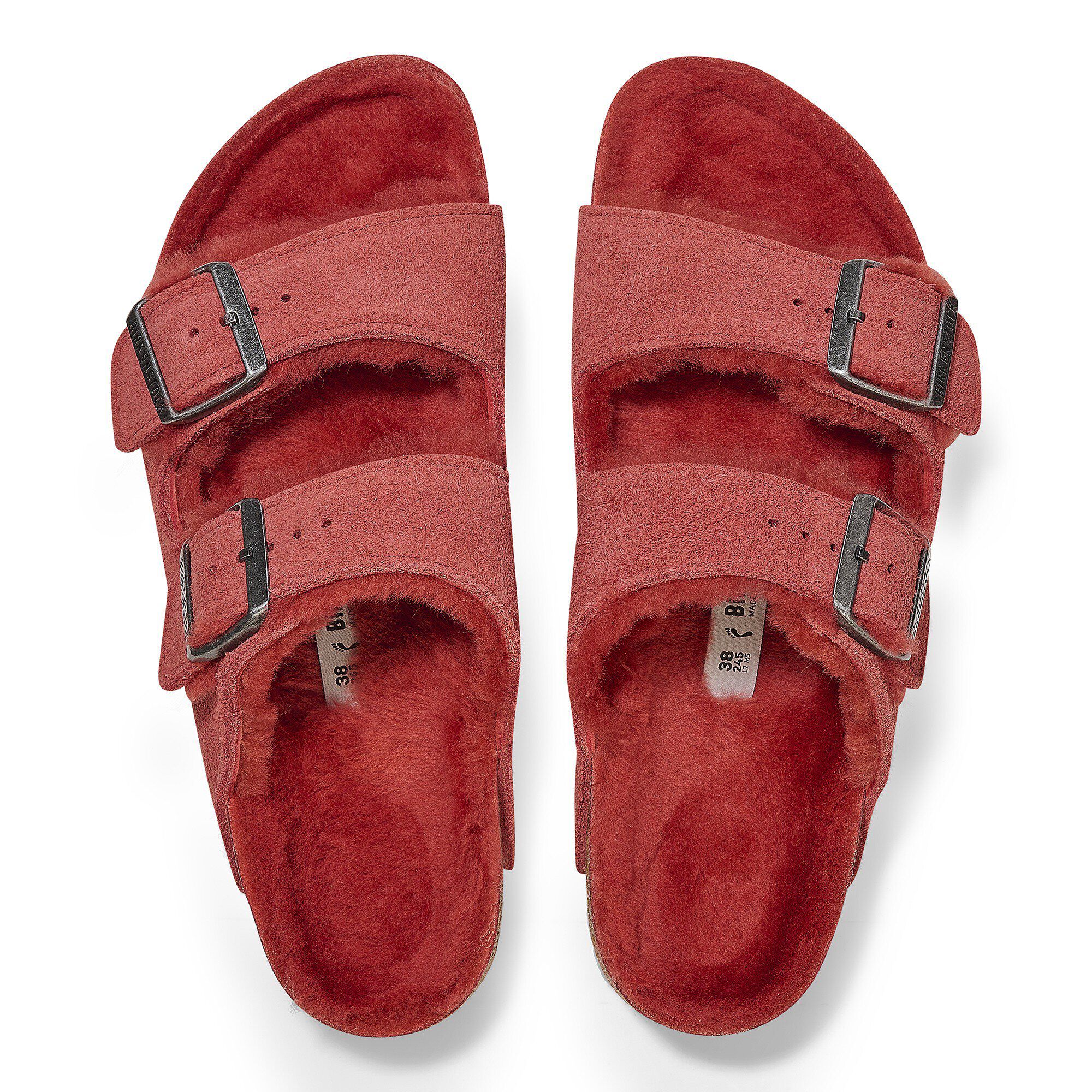 Arizona Shearling Suede Leather Sienna Red BIRKENSTOCK