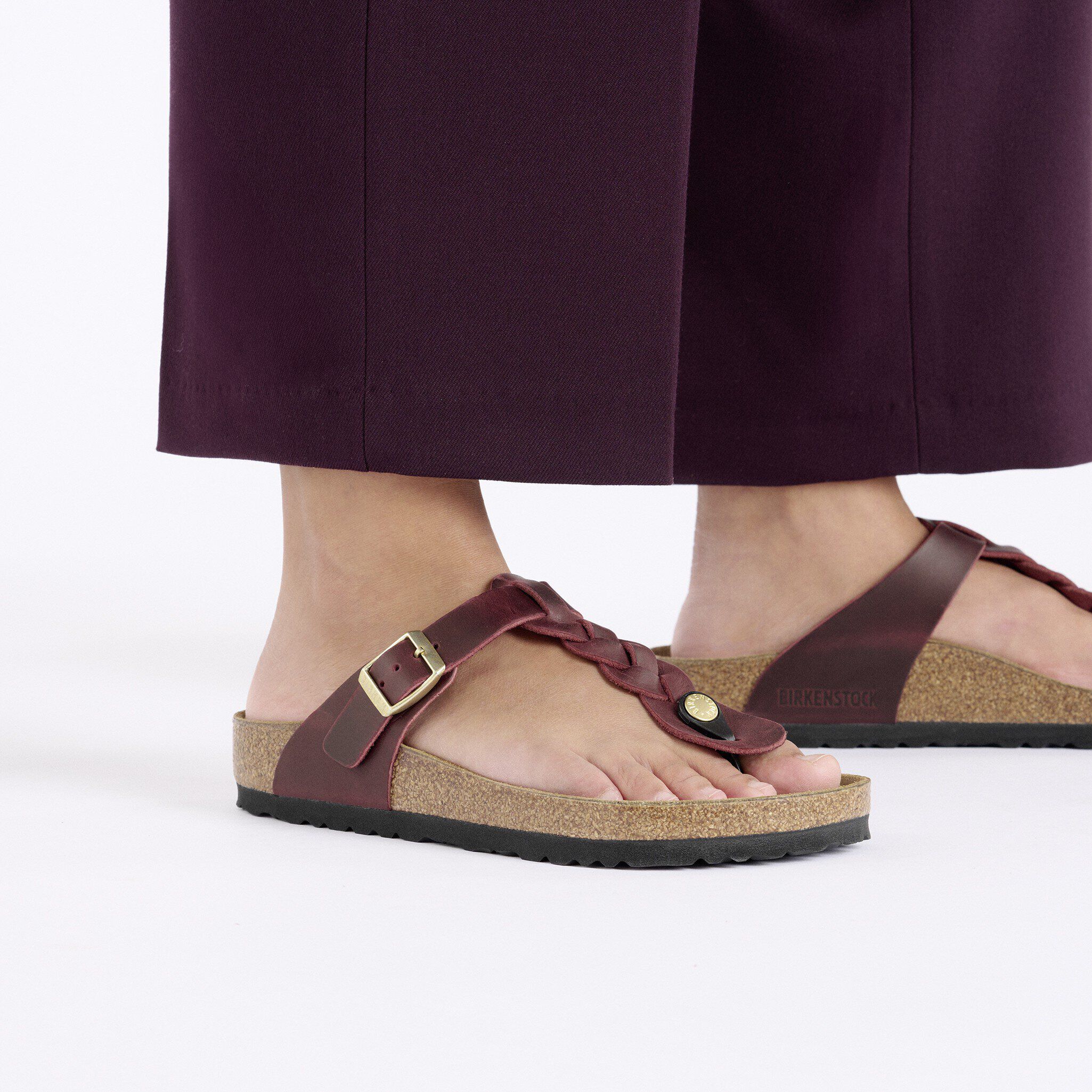 Gizeh Braided Natural Leather Oiled Zinfandel | BIRKENSTOCK