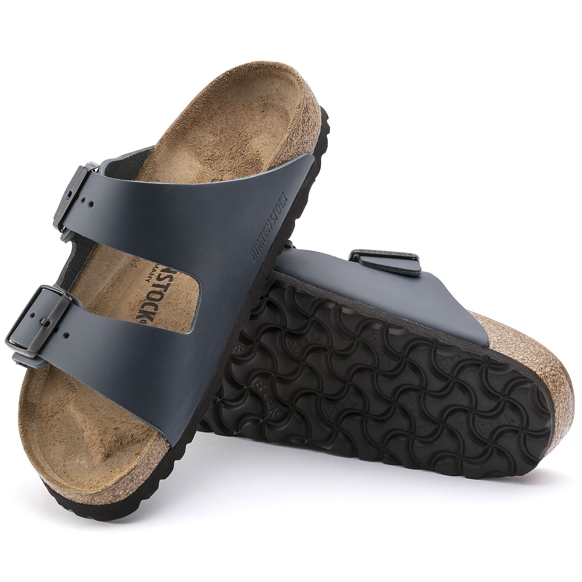 Birkenstock arizona natural leather blue shop