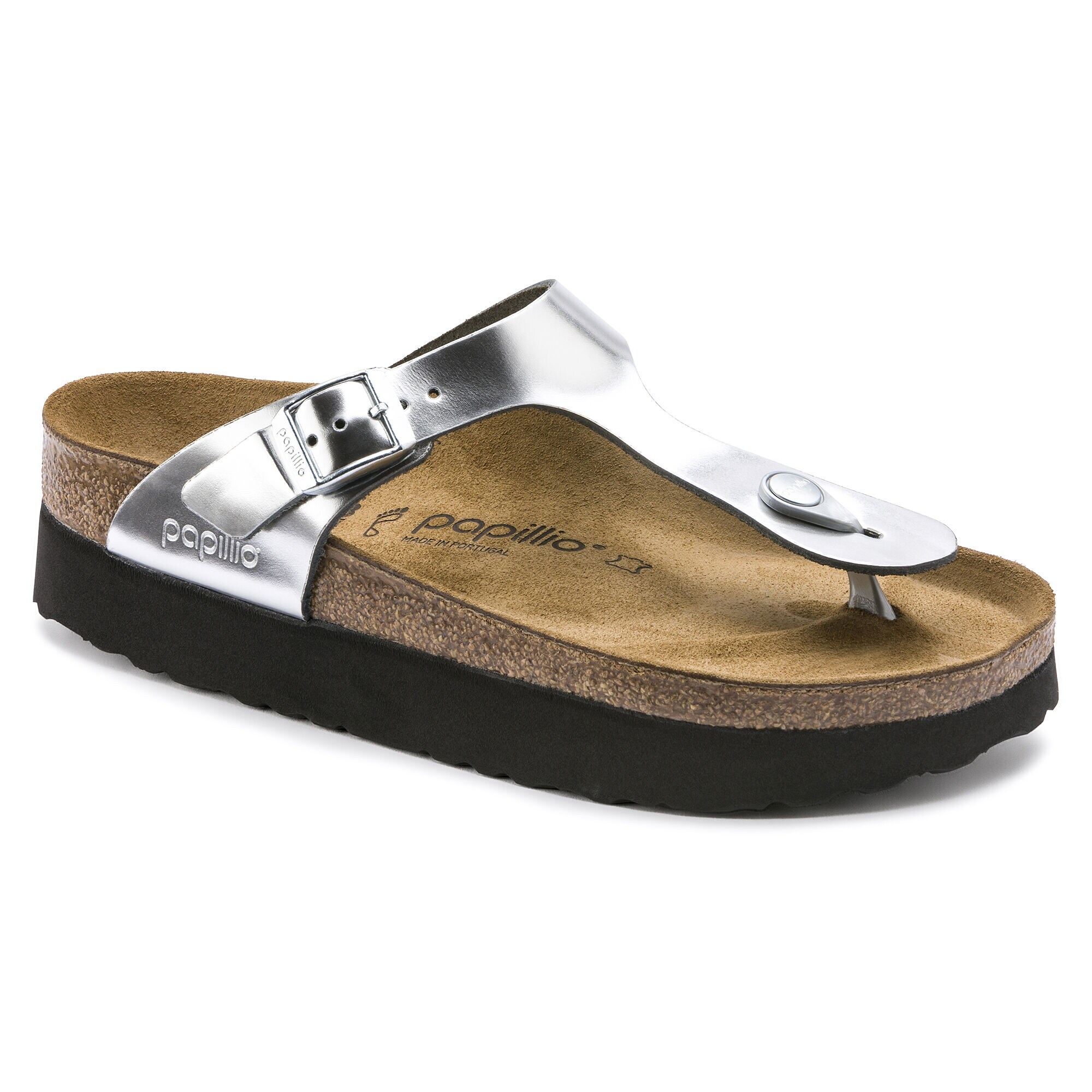 birkenstock gizeh silver leather