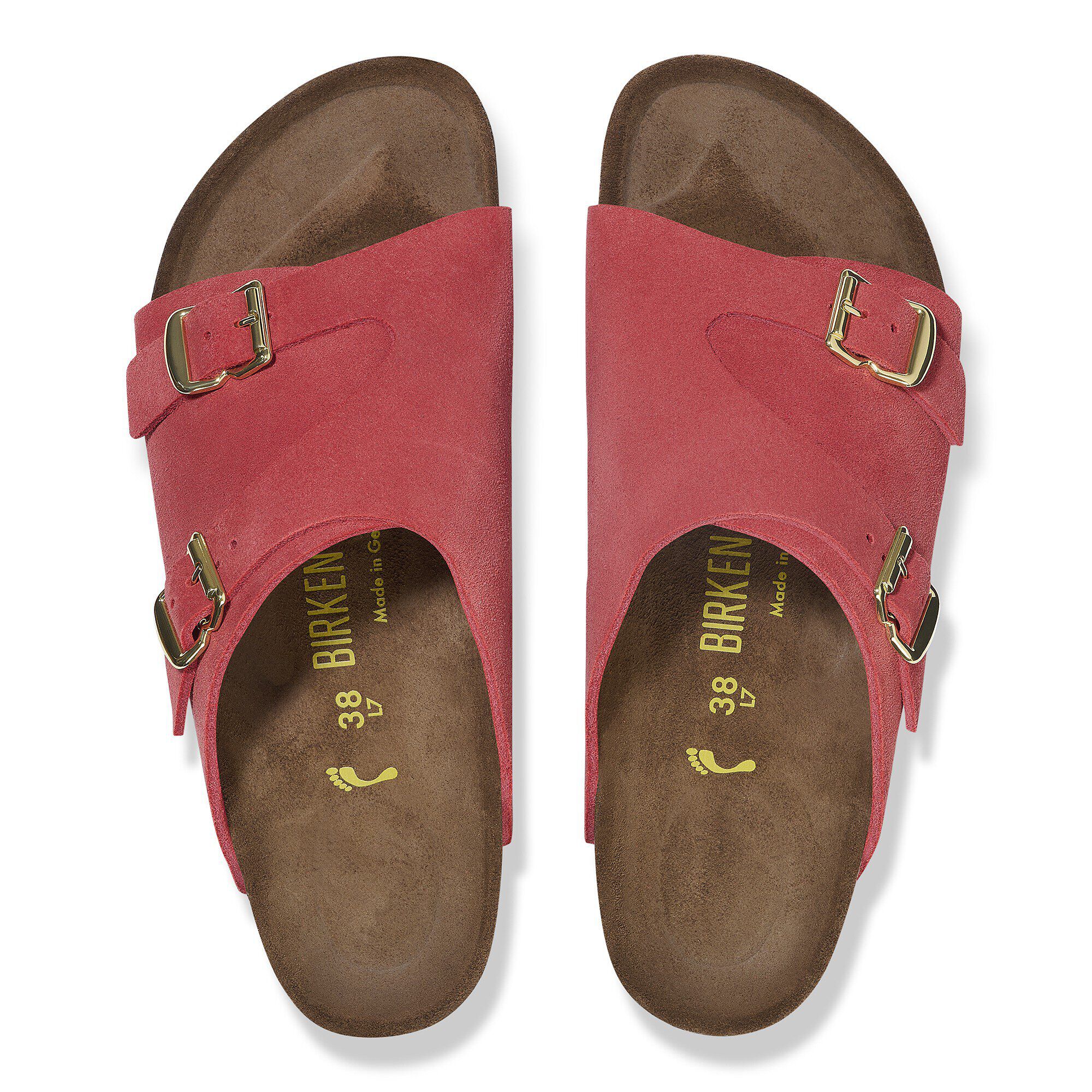 Red suede birkenstocks top