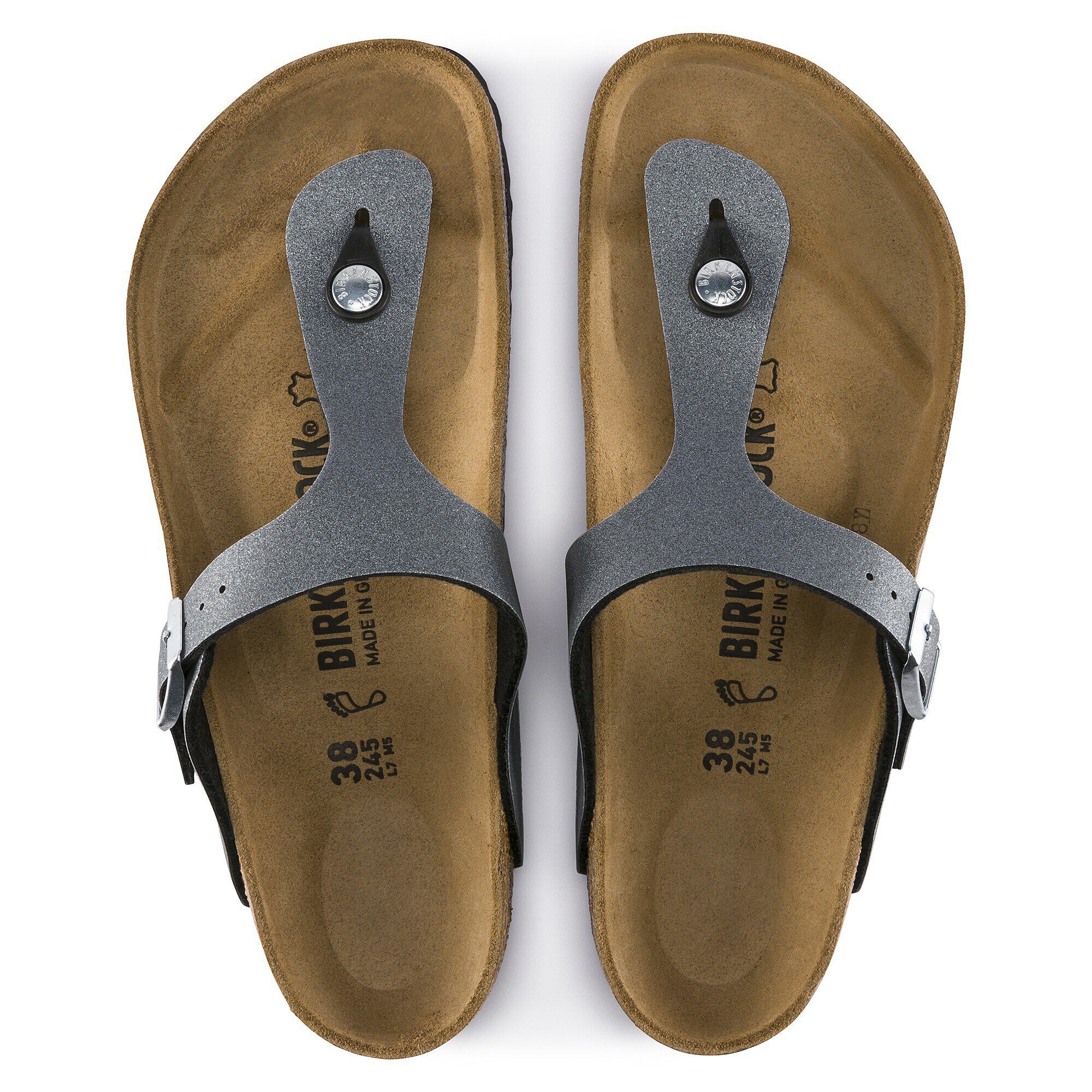 birkenstock gizeh icy metallic anthracite