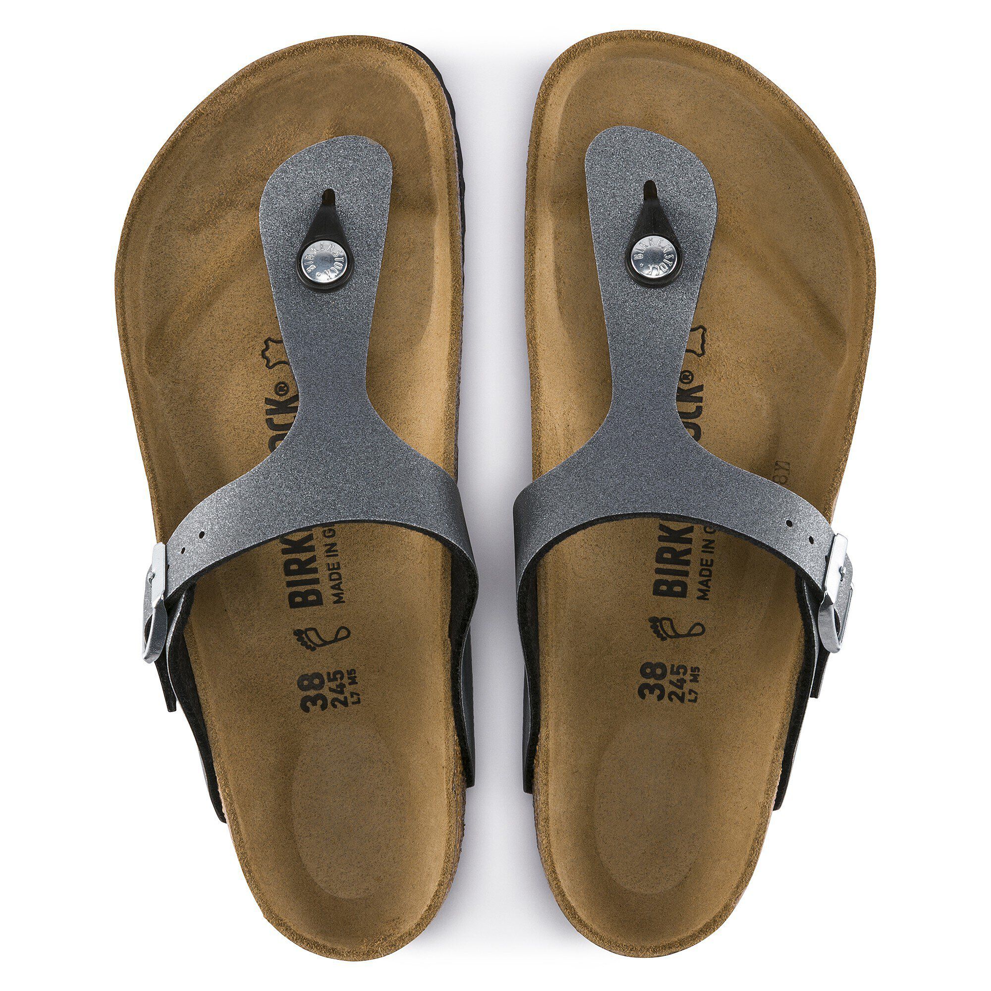 birkenstock gizeh icy metallic anthracite