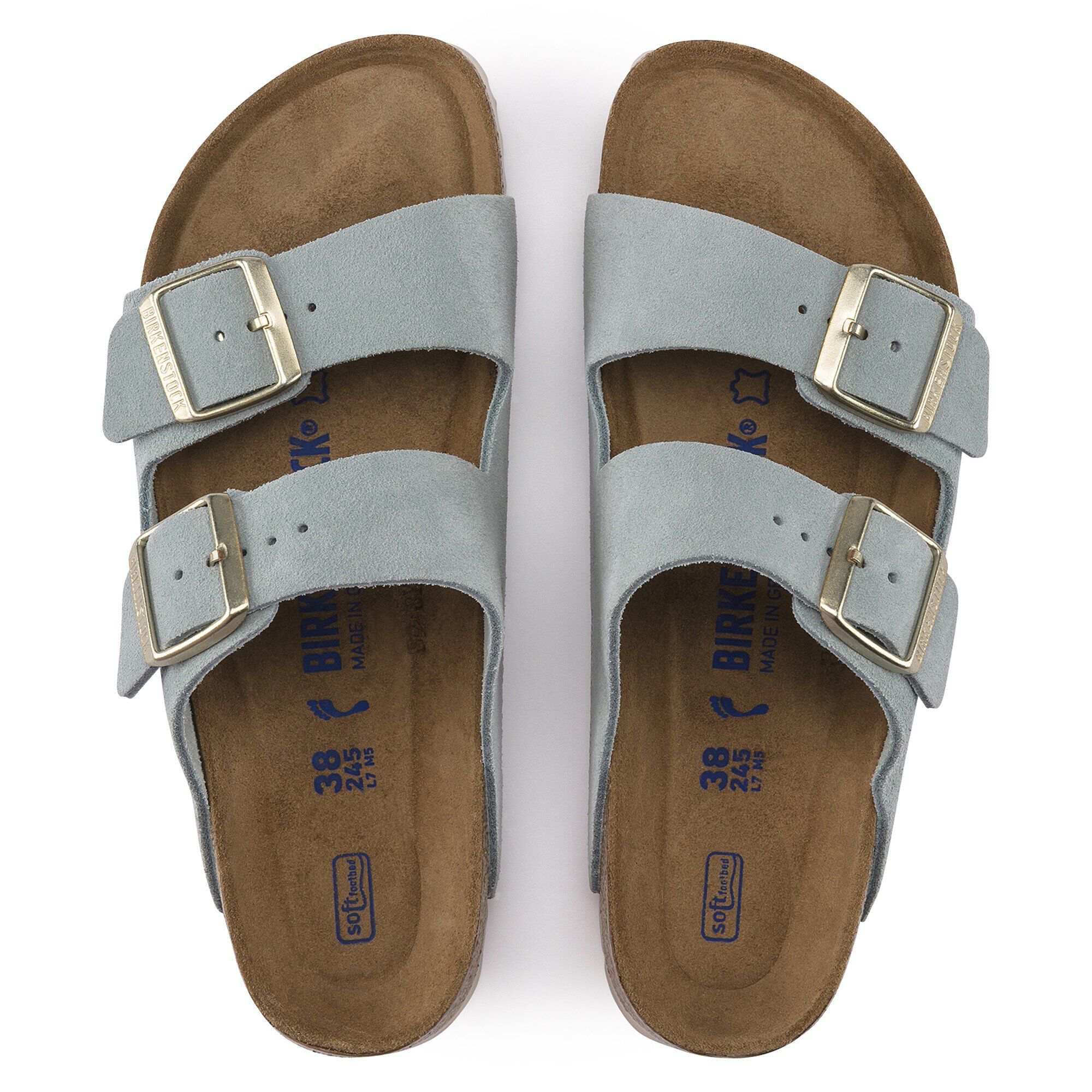 Birkenstock arizona suede leather light blue clearance