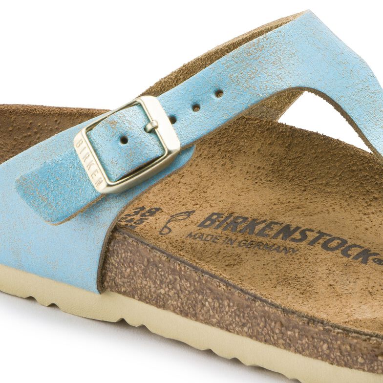 Gizeh Suede Leather Washed Metallic Aqua Gizeh Suede Leather Washed Metallic Aqua