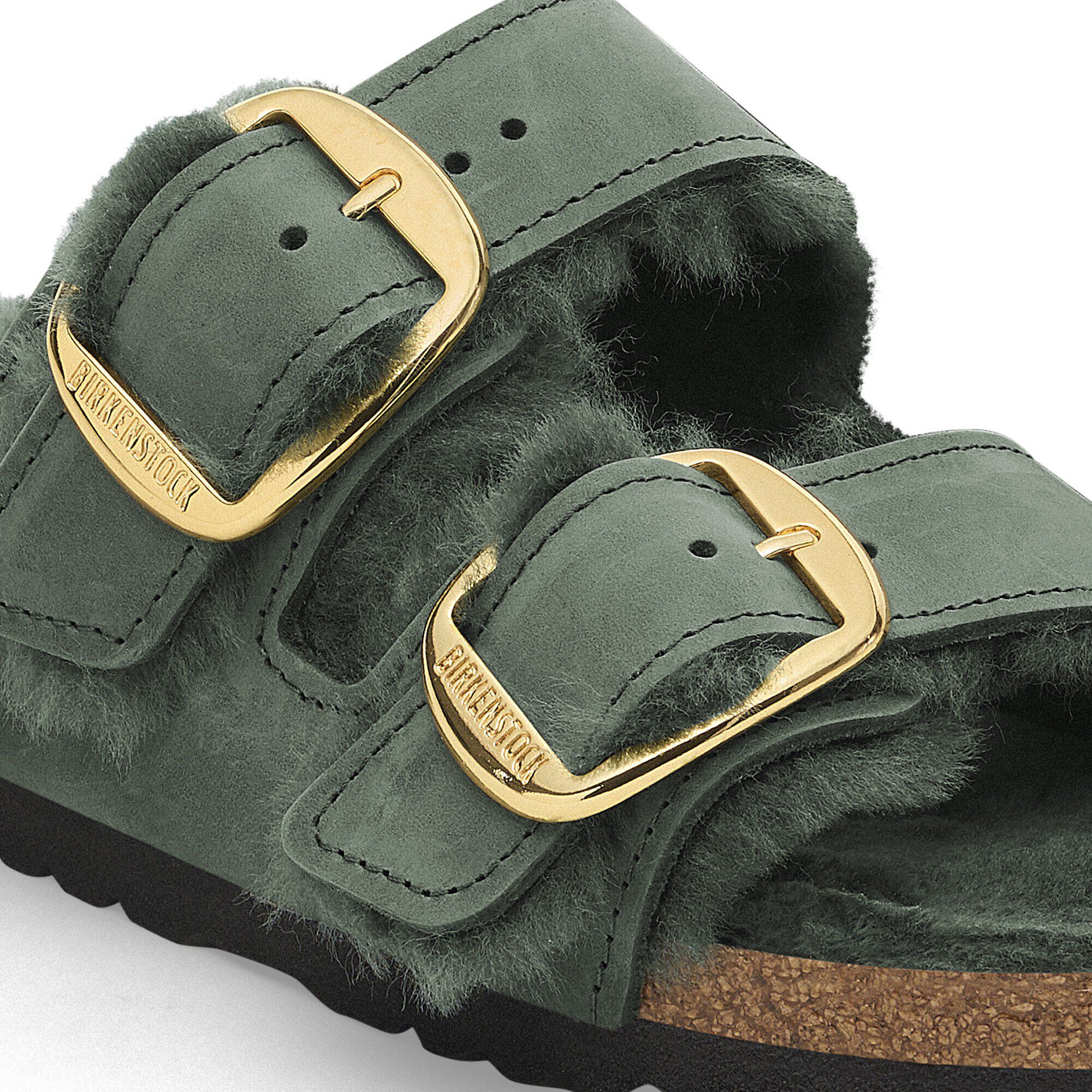 Arizona Big Buckle Shearling Oiled Leather Thyme BIRKENSTOCK