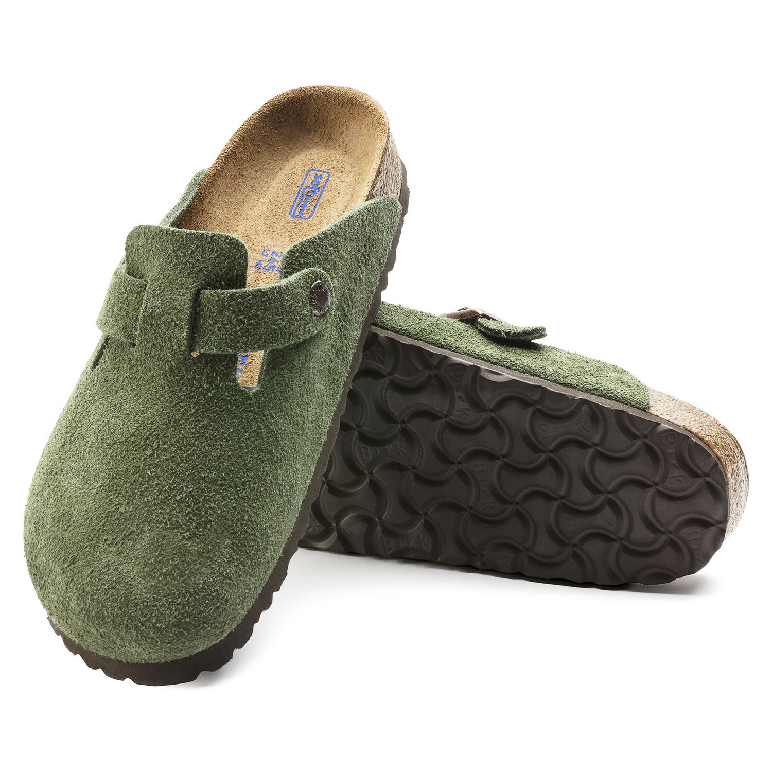 Boston Soft Footbed Suede Leather Green | BIRKENSTOCK
