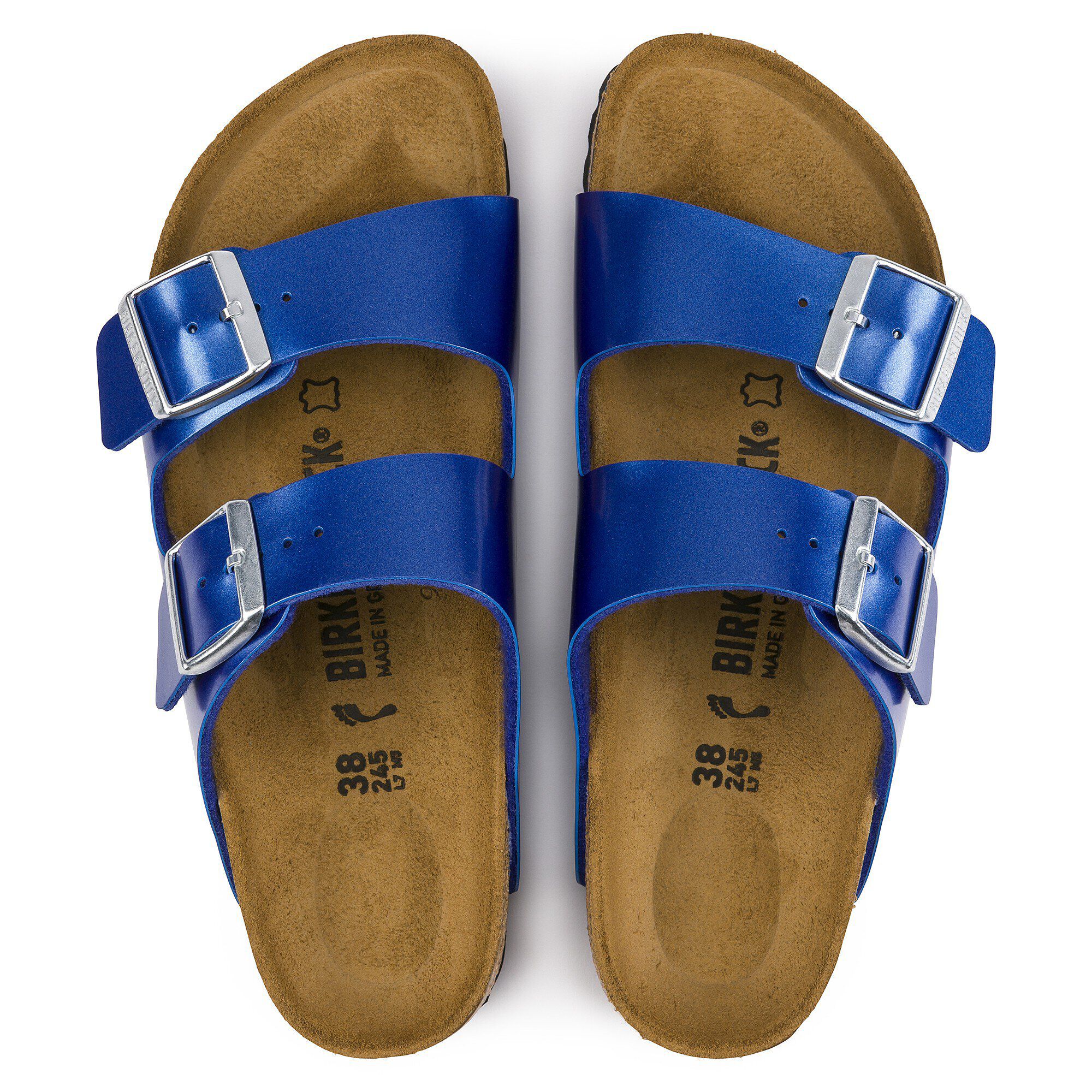 Birkenstock arizona electric metallic ocean clearance