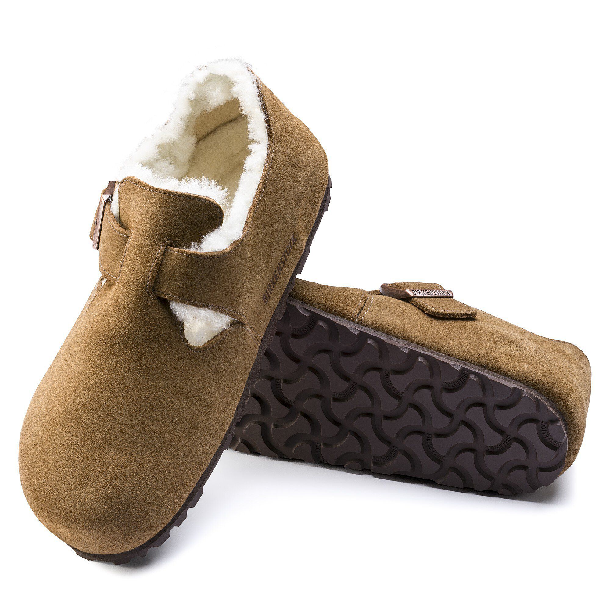 London Shearling Suede Leather Dark Tea BIRKENSTOCK