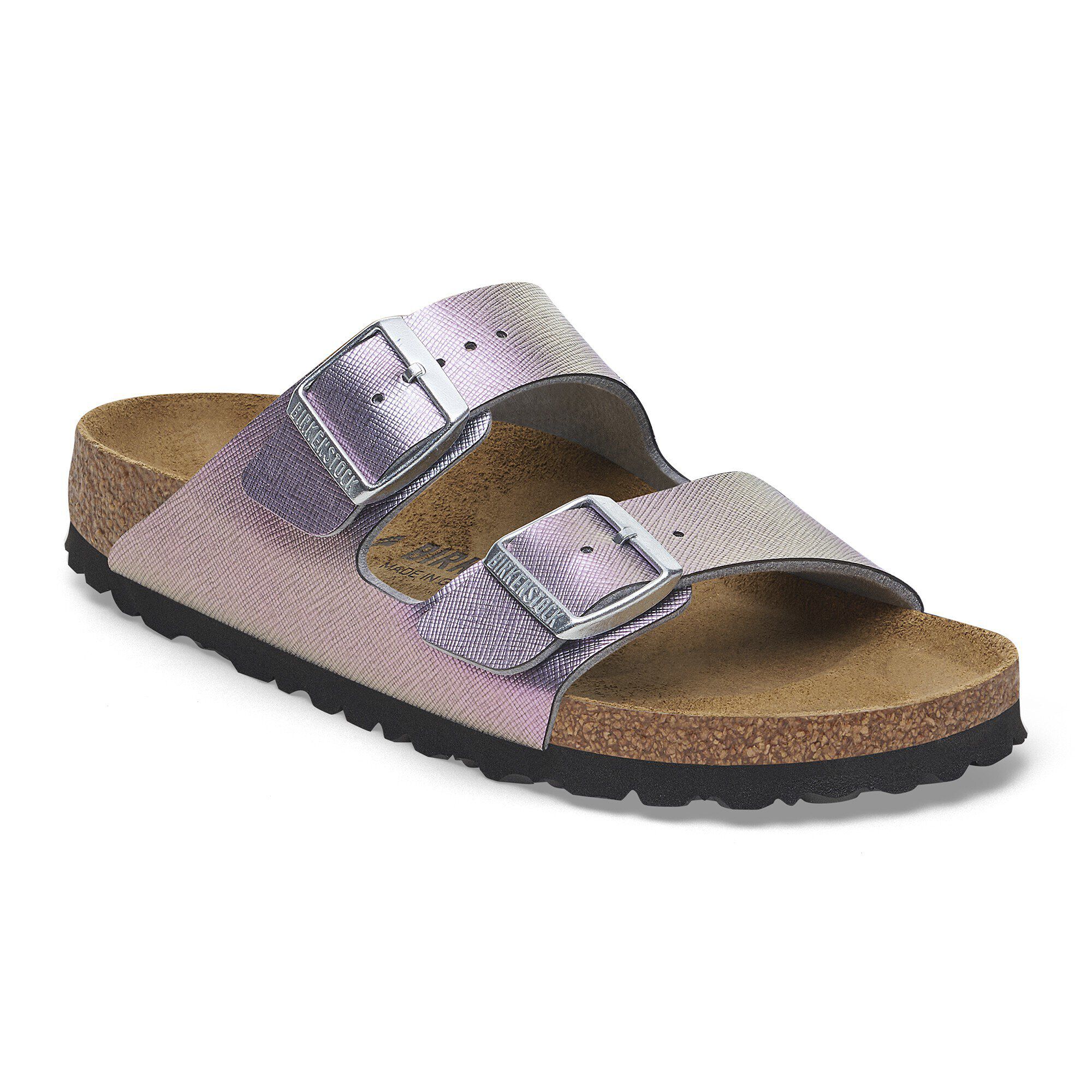 Arizona BS Birko-Flor Embossed Saffiano Iridescent Viola | BIRKENSTOCK