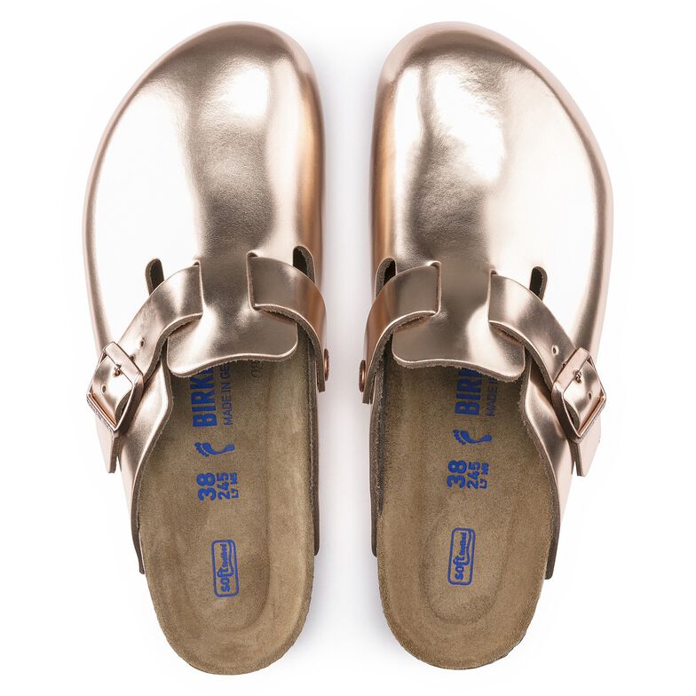 metallic copper leather birkenstock