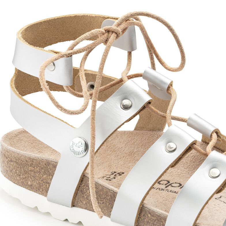Cleo Natural Leather Frosted Metallic Silver Cleo Natural Leather Frosted Metallic Silver