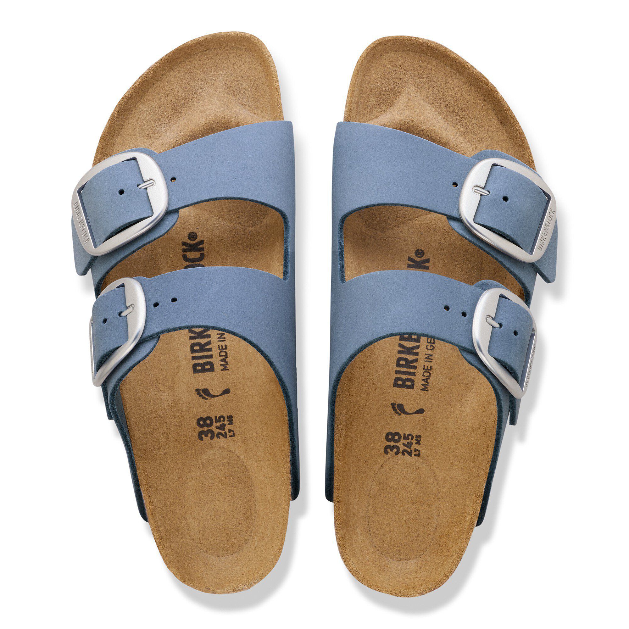 Arizona Big Buckle Nubuck Leather Stone Blue | BIRKENSTOCK