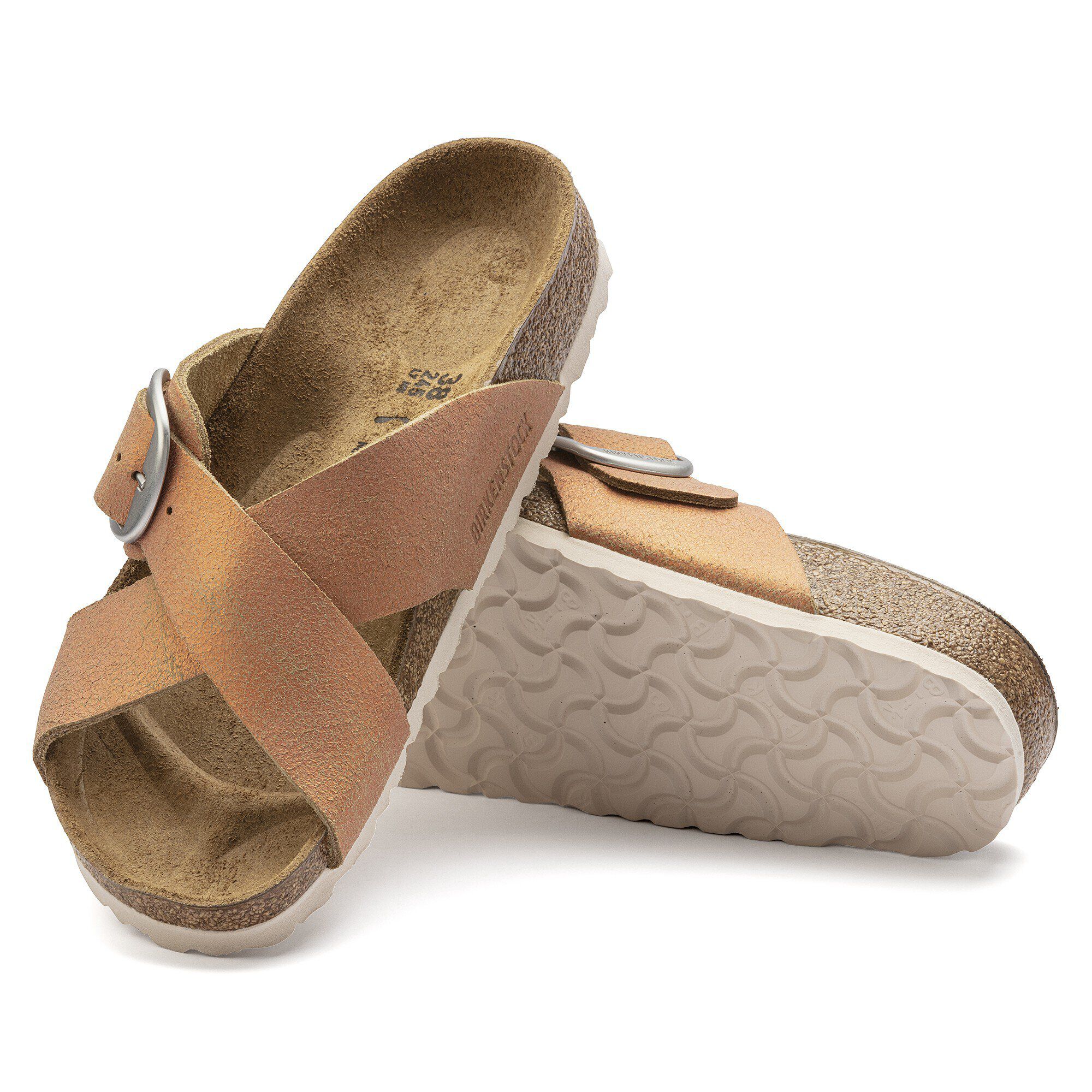 Siena Big Buckle Suede Leather Washed Metallic Copper