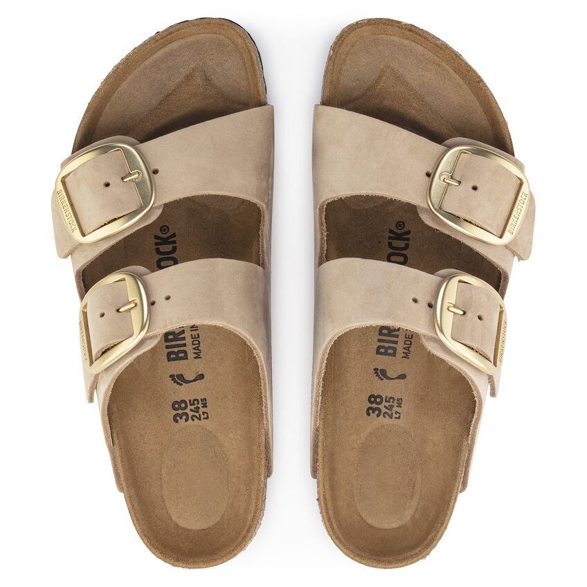 Arizona Big Buckle Nubuck Leather Sandcastle BIRKENSTOCK
