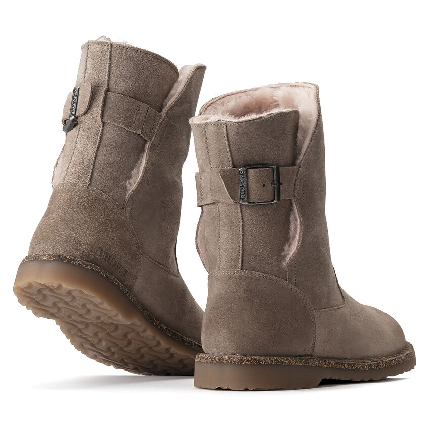 Birkenstock Shearling Uppsala Suede Leather Gray Taupe Boots